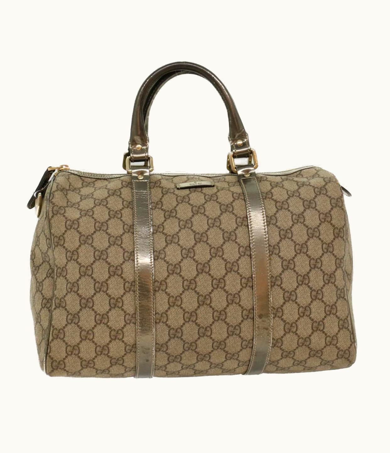Gucci Gucci GG Canvas Boston Bag Pvc Leather Beige 193603