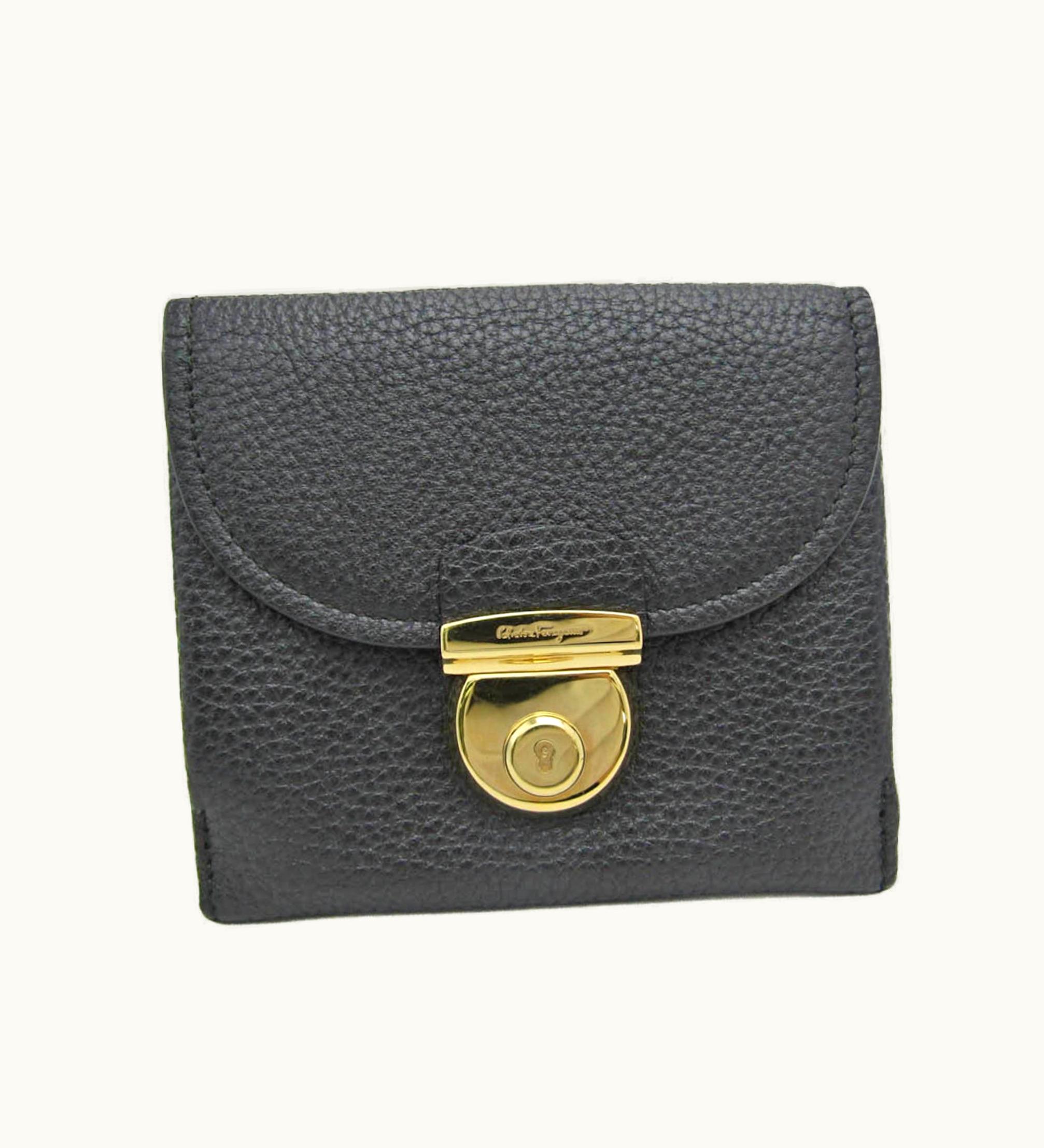 Salvatore Ferragamo Salvatore Ferragamo Leather Wallet [Tri-Fold] Black