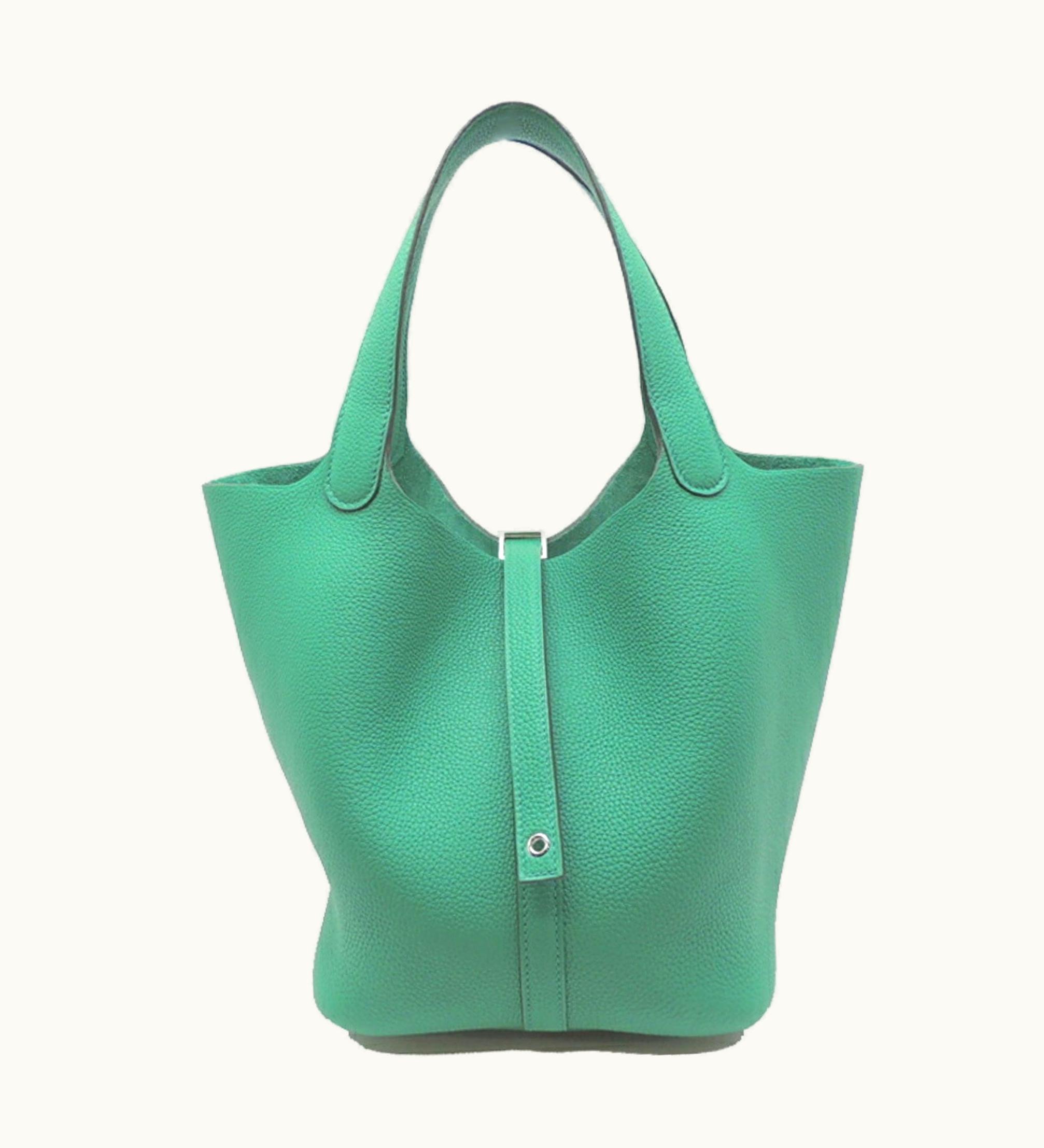 Hermès Hermès Picotin Lock MM U Engraved Women's Handbag Taurillon Clemence Veil Jade