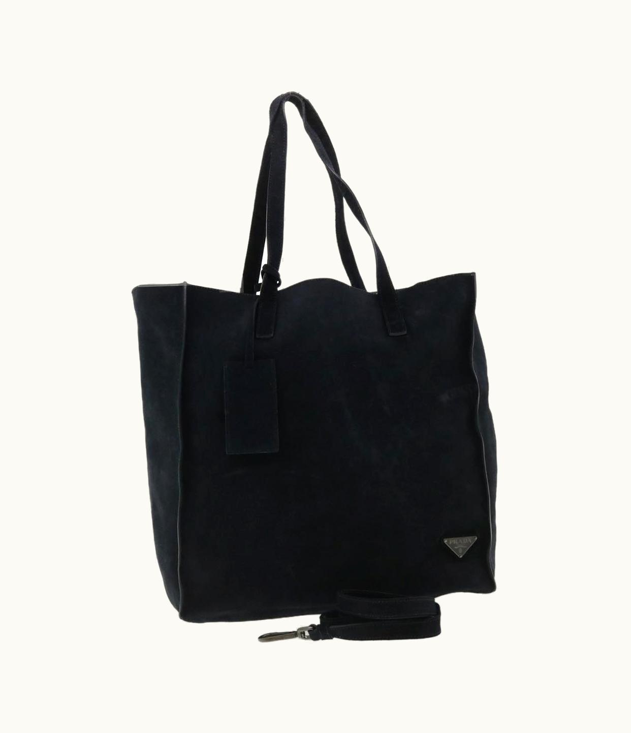 Prada Prada Tote Bag Suede 2Way Navy