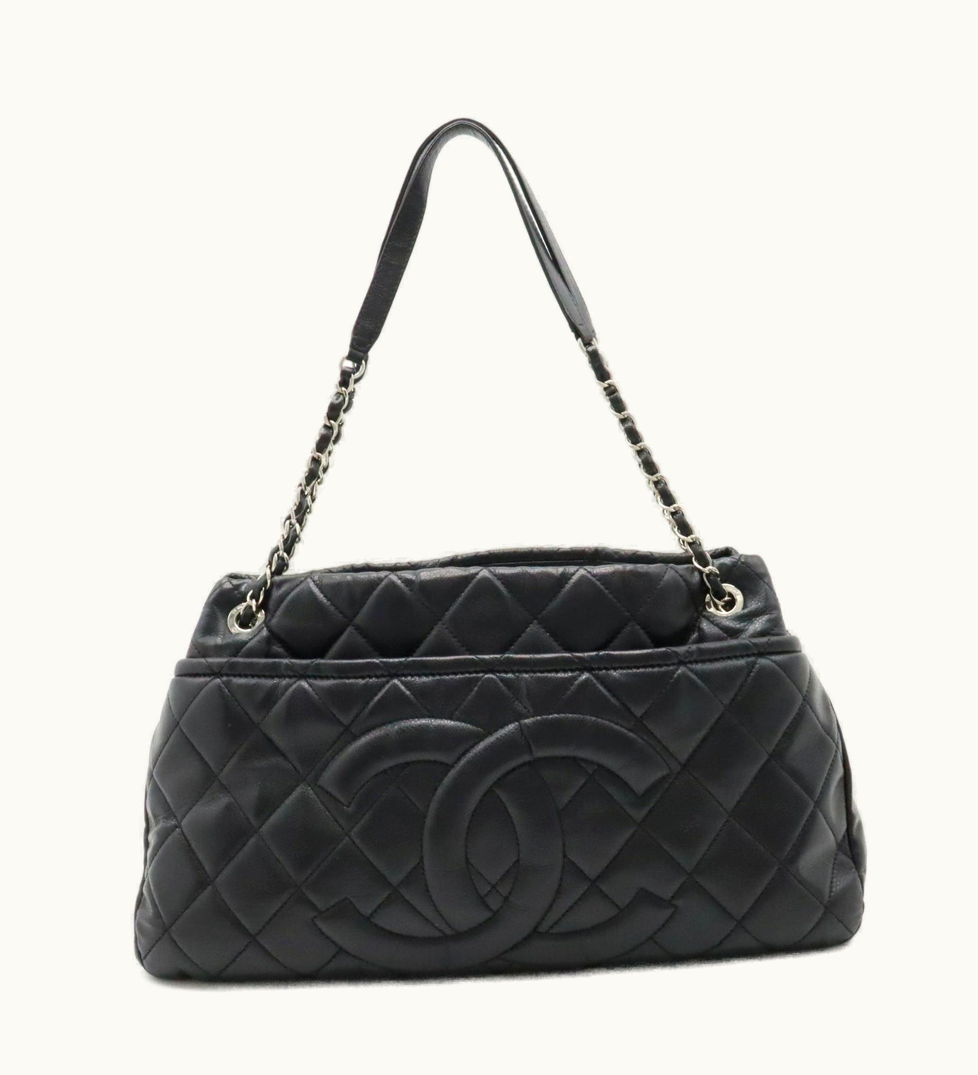 Chanel Chanel Matelasse Coco Mark Chain Tote Bag Shoulder Caviar Skin Leather Black A67292