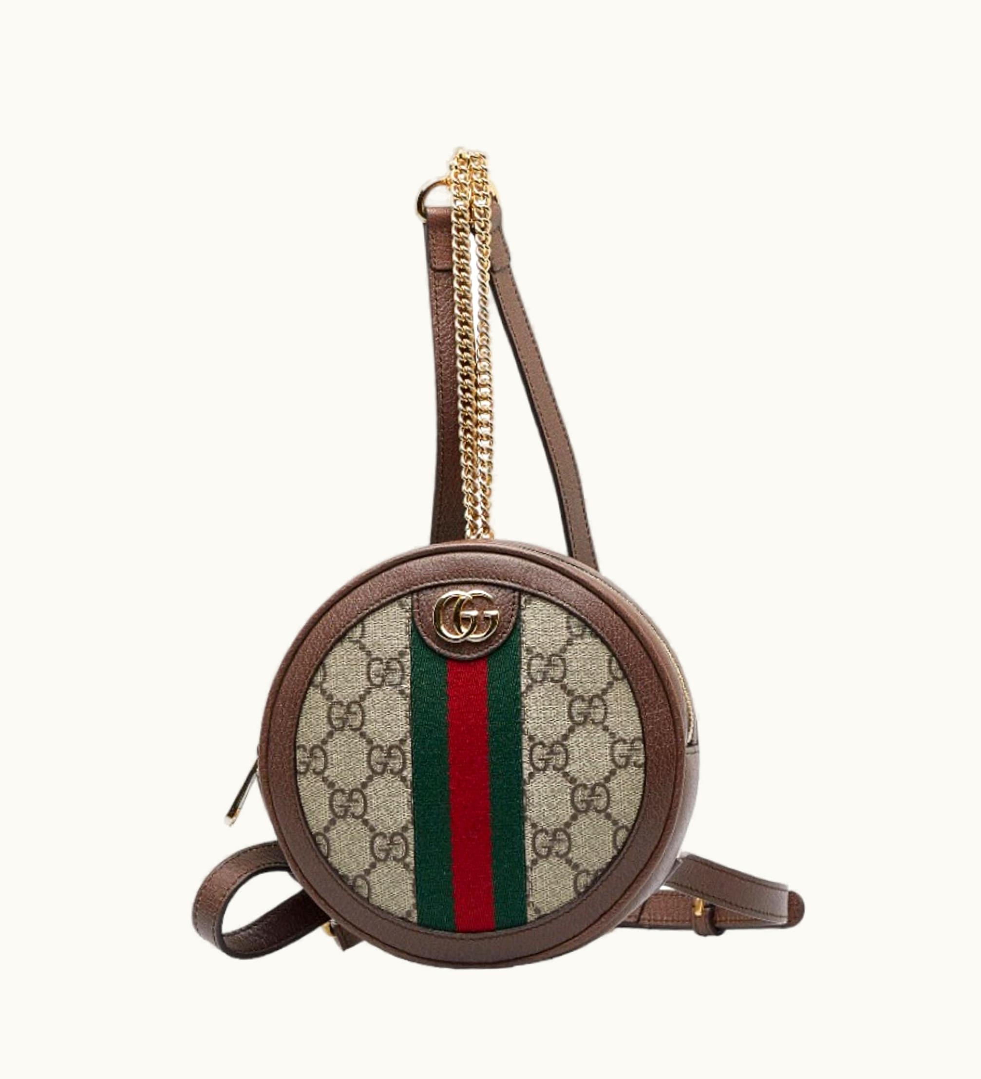 Gucci GG Supreme Ophidia Backpack 598661 Beige Brown Pvc Leather Women's