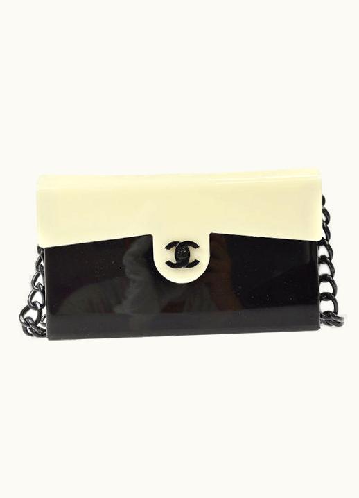 Chanel Chanel 2000-2001 CC Chain Shoulder Bag Ivory Black Ao09800