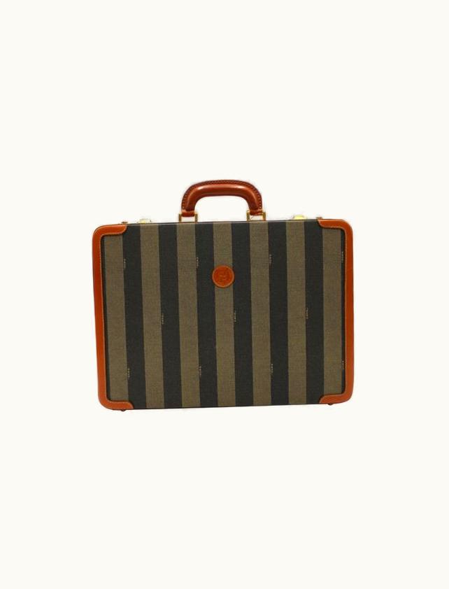 Fendi Fendi Vintage Leather & Striped Fabric Briefcase