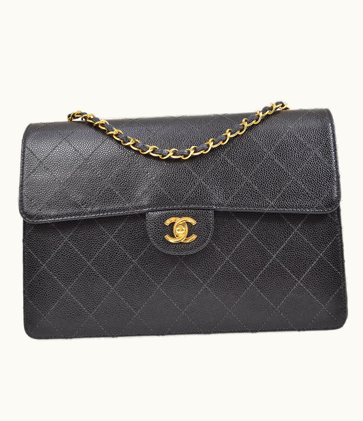 Chanel Chanel 1998 Classic Flap Jumbo Black Caviar 74571
