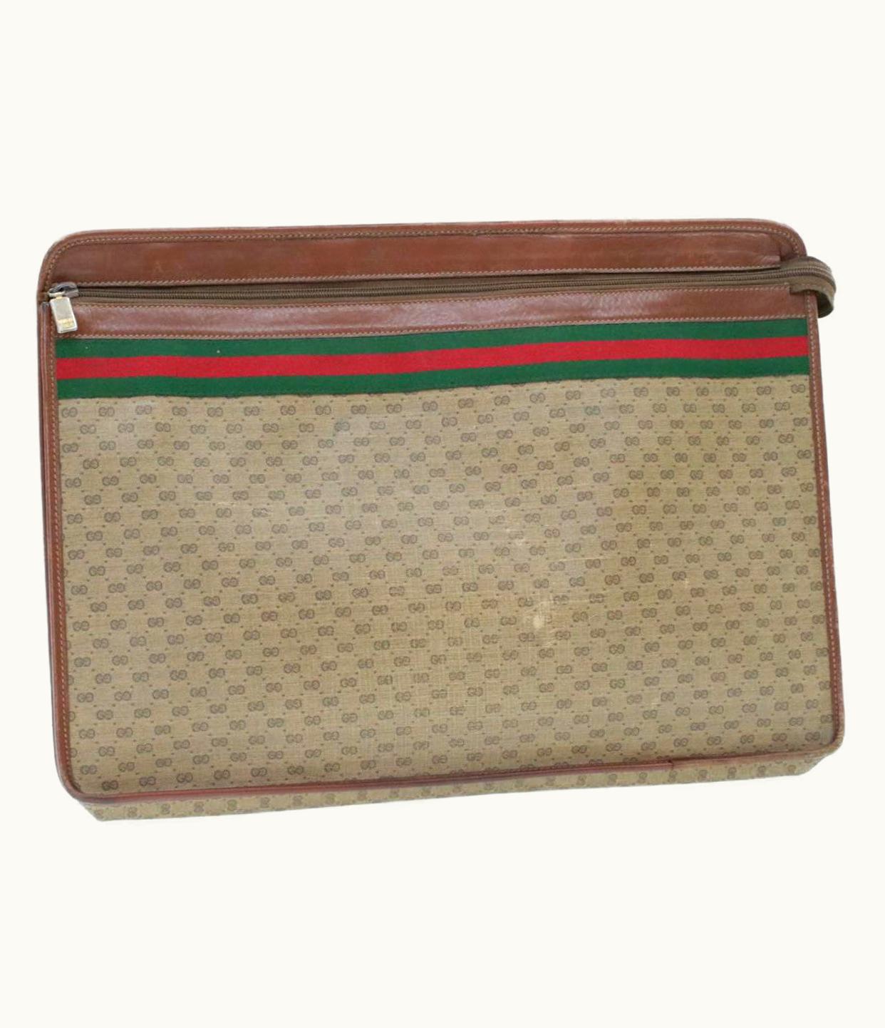 Gucci Gucci Web Sherry Line Micro GG Canvas Clutch Bag Beige Red Green