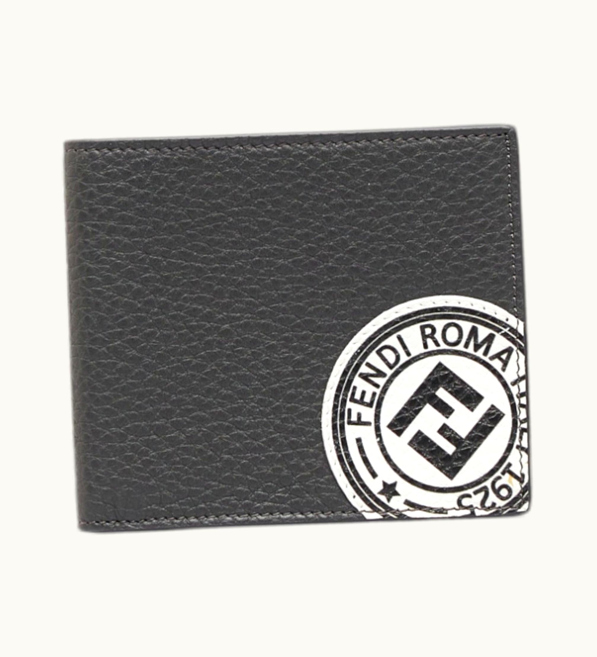 Fendi Fendi Ff Stamp Bifold Wallet 7M0169 Gray Leather Men's