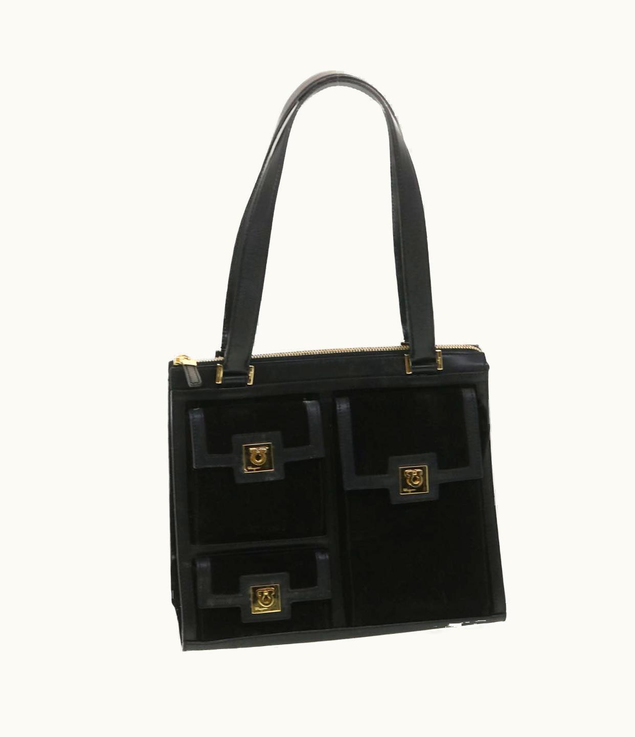 Salvatore Ferragamo Salvatore Ferragamo Shoulder Bag Suede Black Aq-21 1909