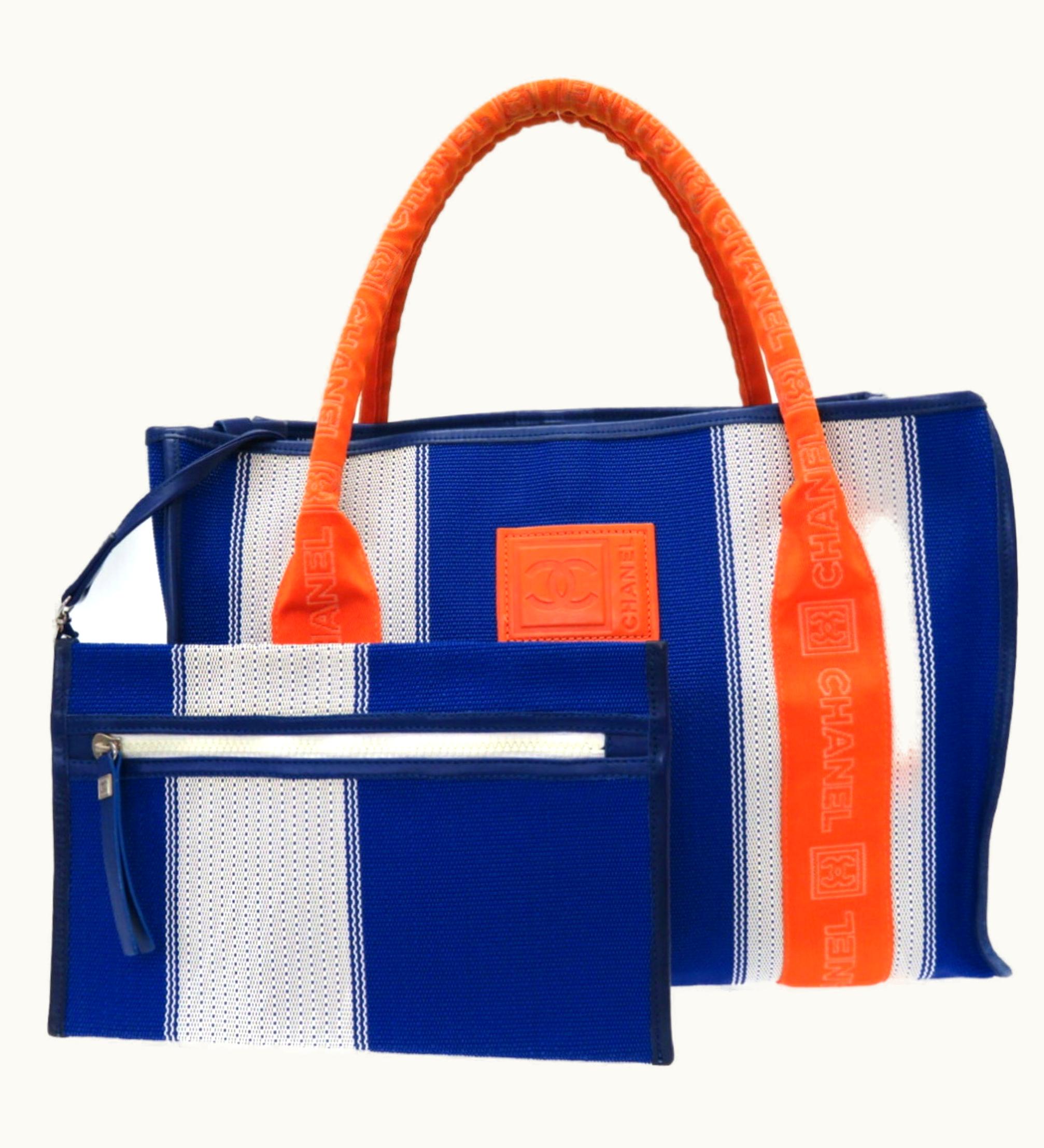 Chanel Chanel Sports Line Tote Bag With Pouch Blue Orange 0044Chanel
