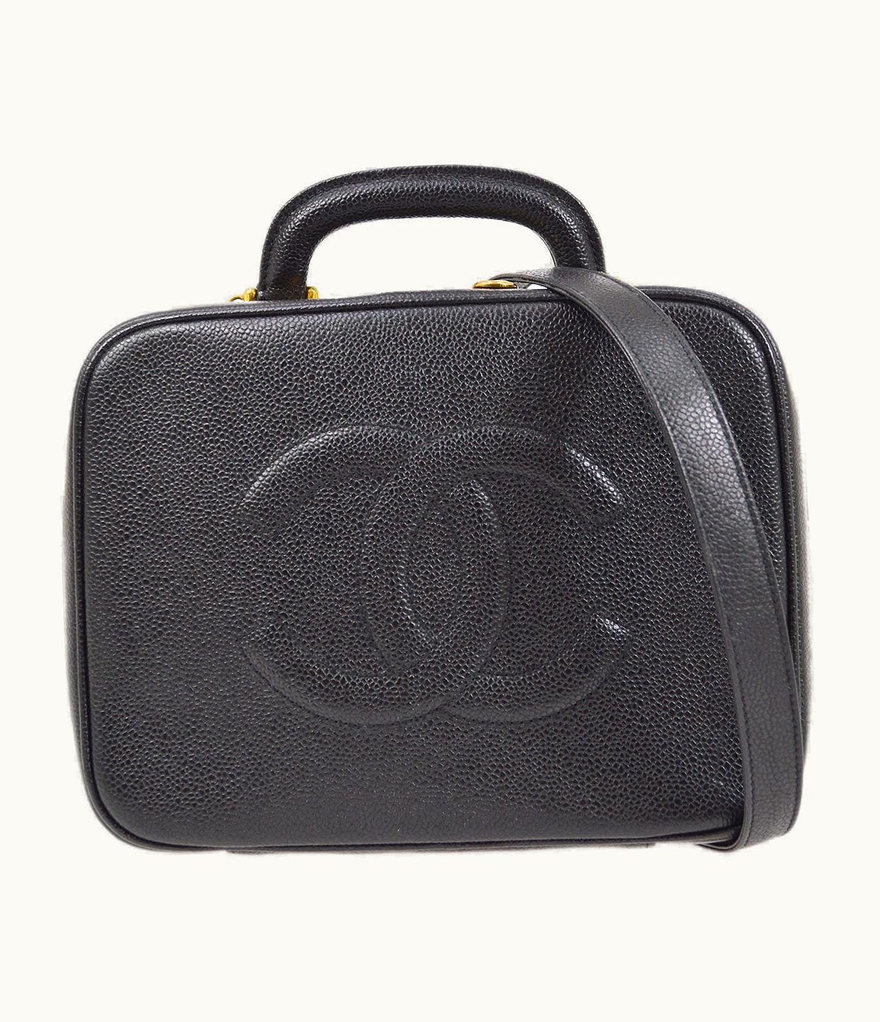 Chanel Chanel 1996-1997 Lunch Box Vanity Medium Black Caviar 00974