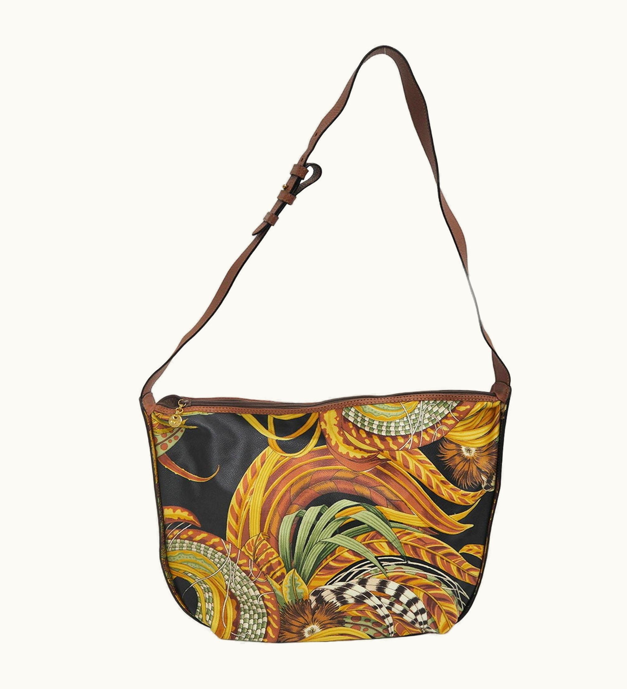 Salvatore Ferragamo Salvatore Ferragamo Botanical Pattern Shoulder Bag Black Multi Ladies