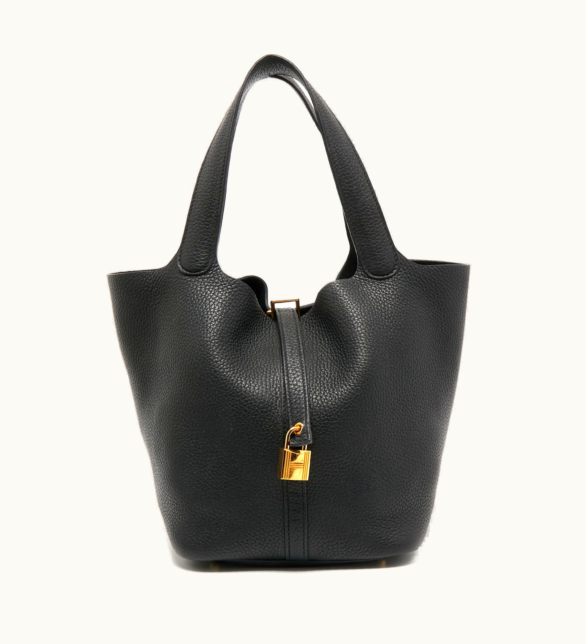 Hermès Hermès Black Clemence Leather Gold Finish Picotin Lock 22 Bag