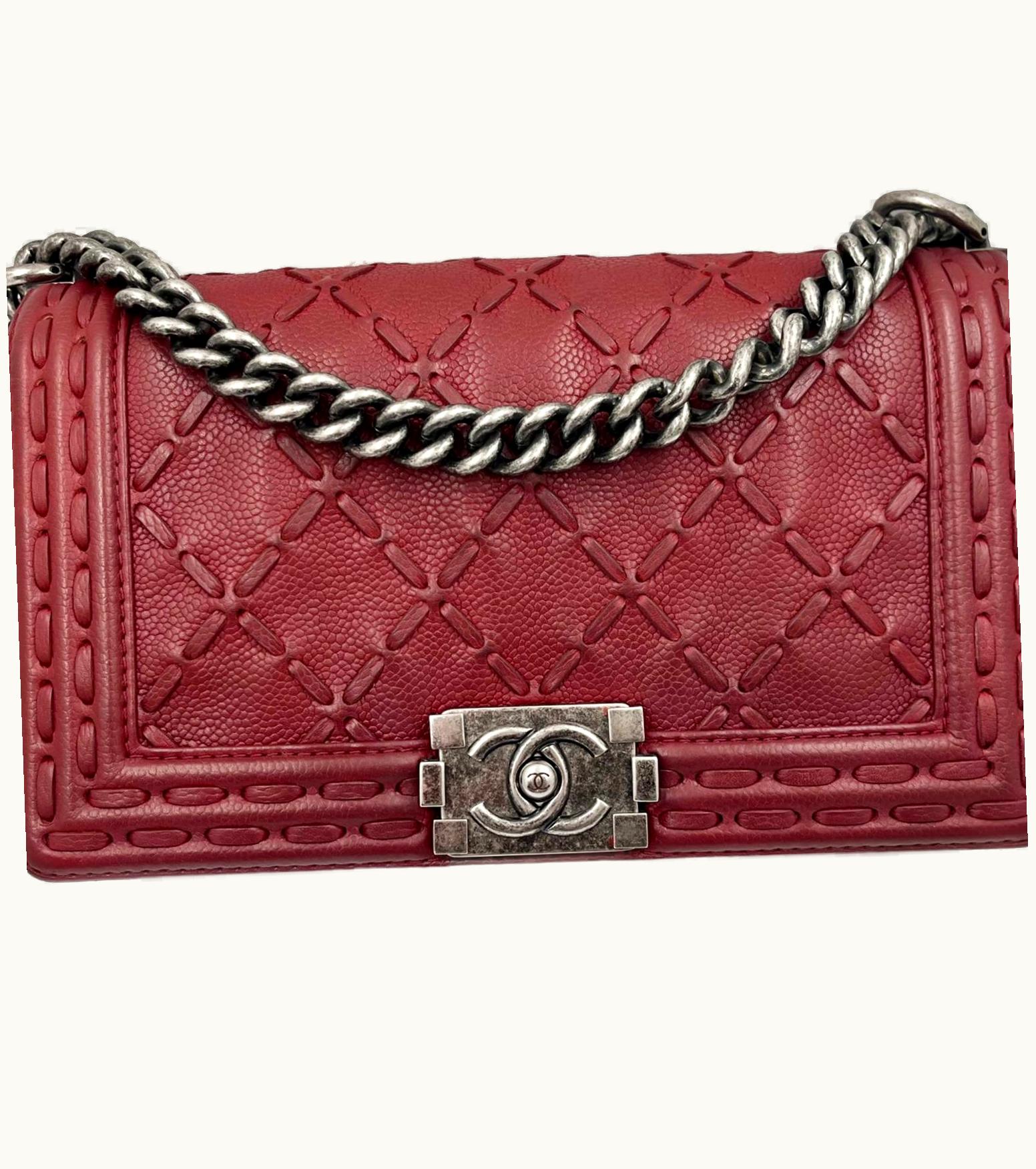 Chanel Chanel Dark Burgundy Dallas Stitch Medium Boy Bag
