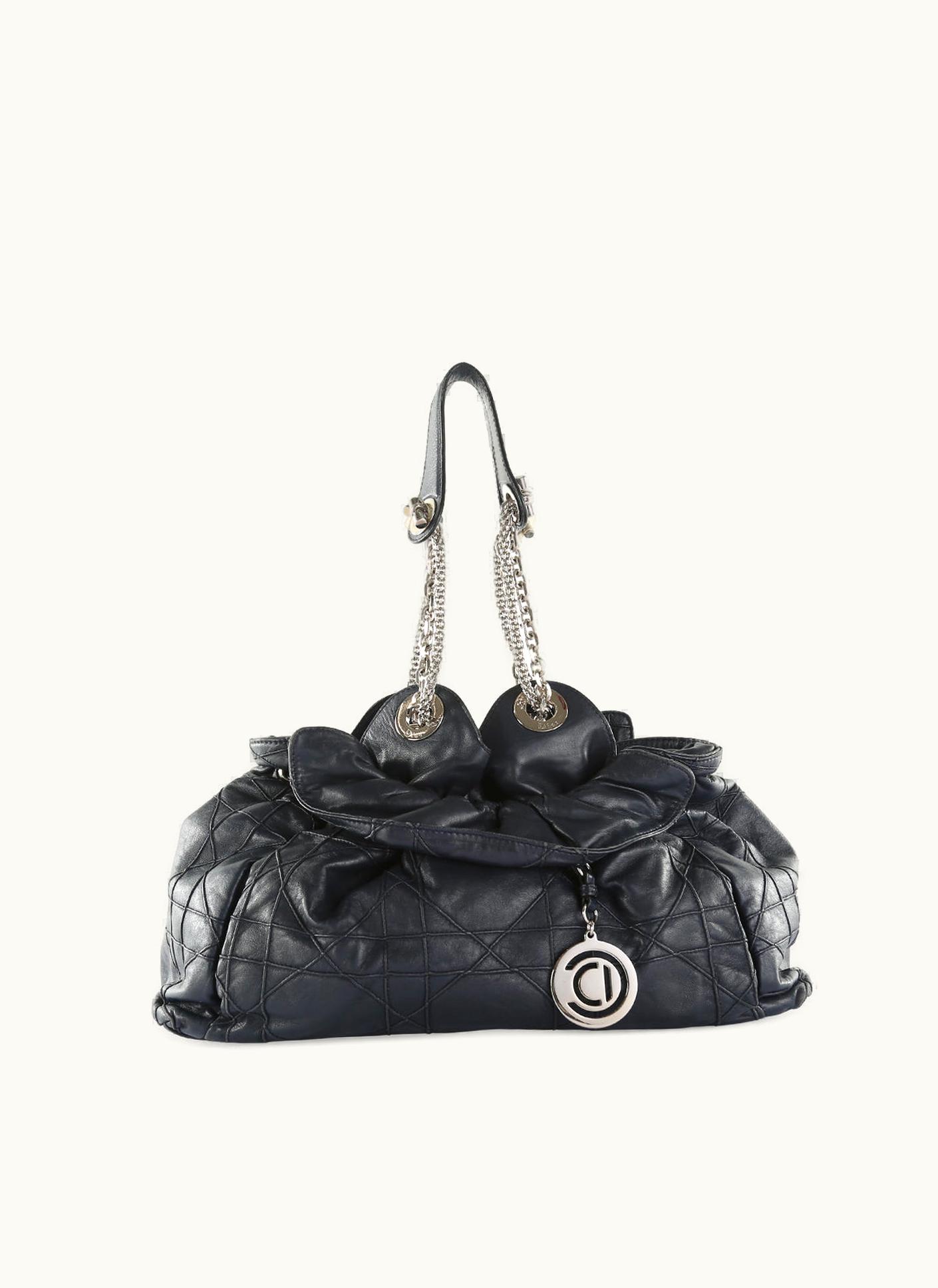 Dior Dior Christian Dior Navy Blue Cannage Leather Le Trente Hobo Bag