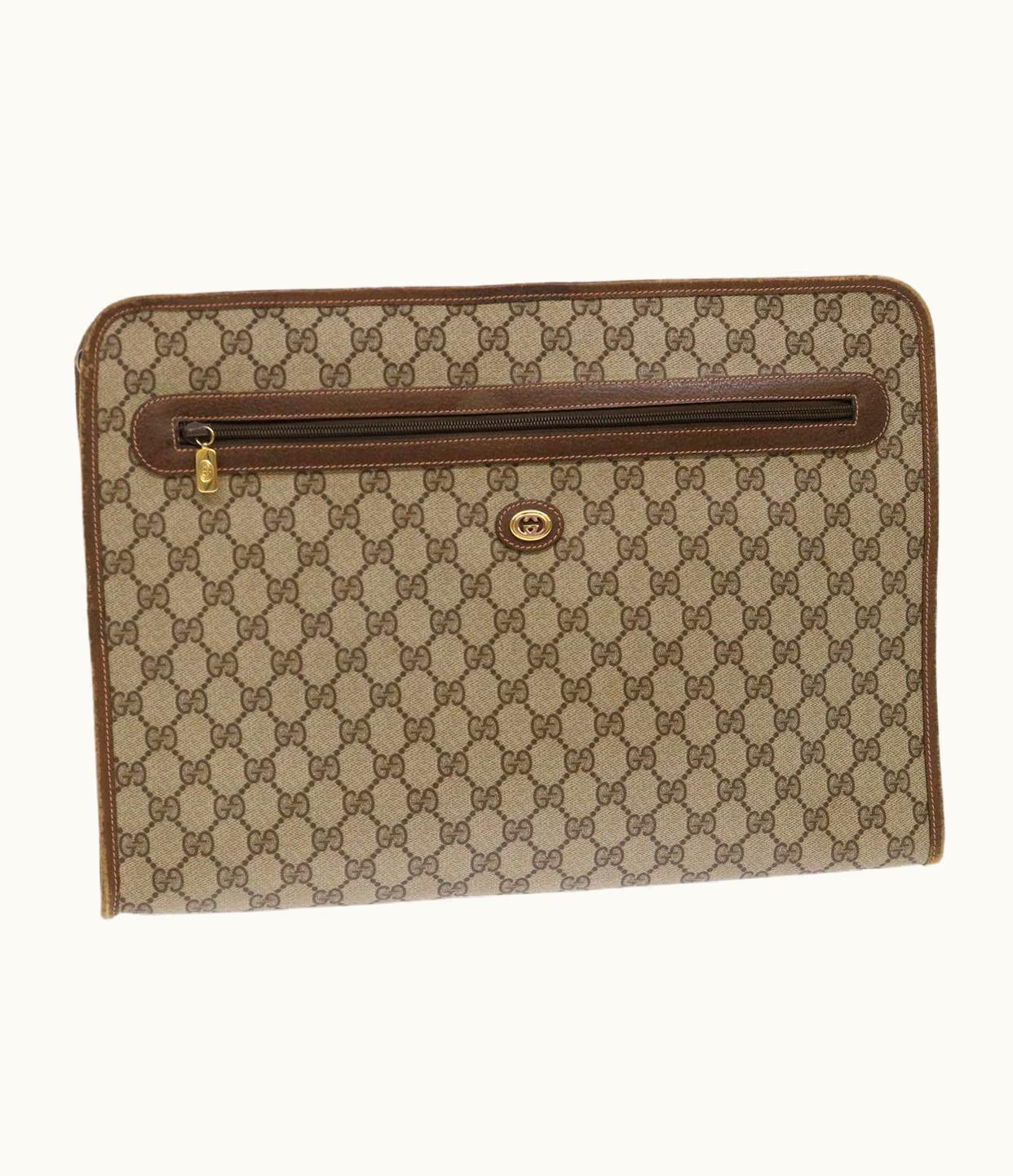 Gucci Gucci GG Canvas Clutch Bag Pvc Leather Beige 89.20.004