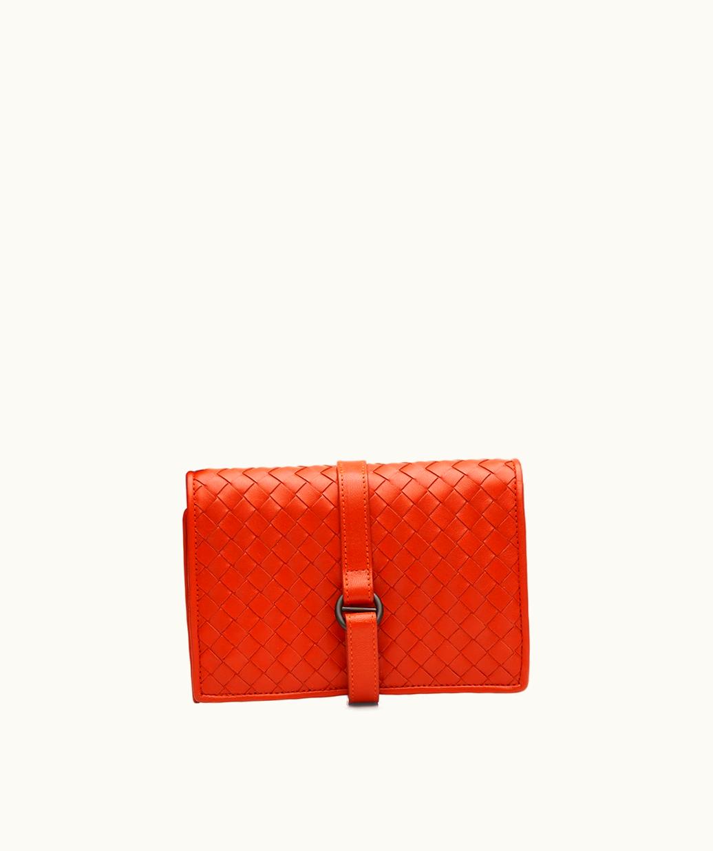 Bottega Veneta Bottega Veneta Red Intrecciato Leather Wallet