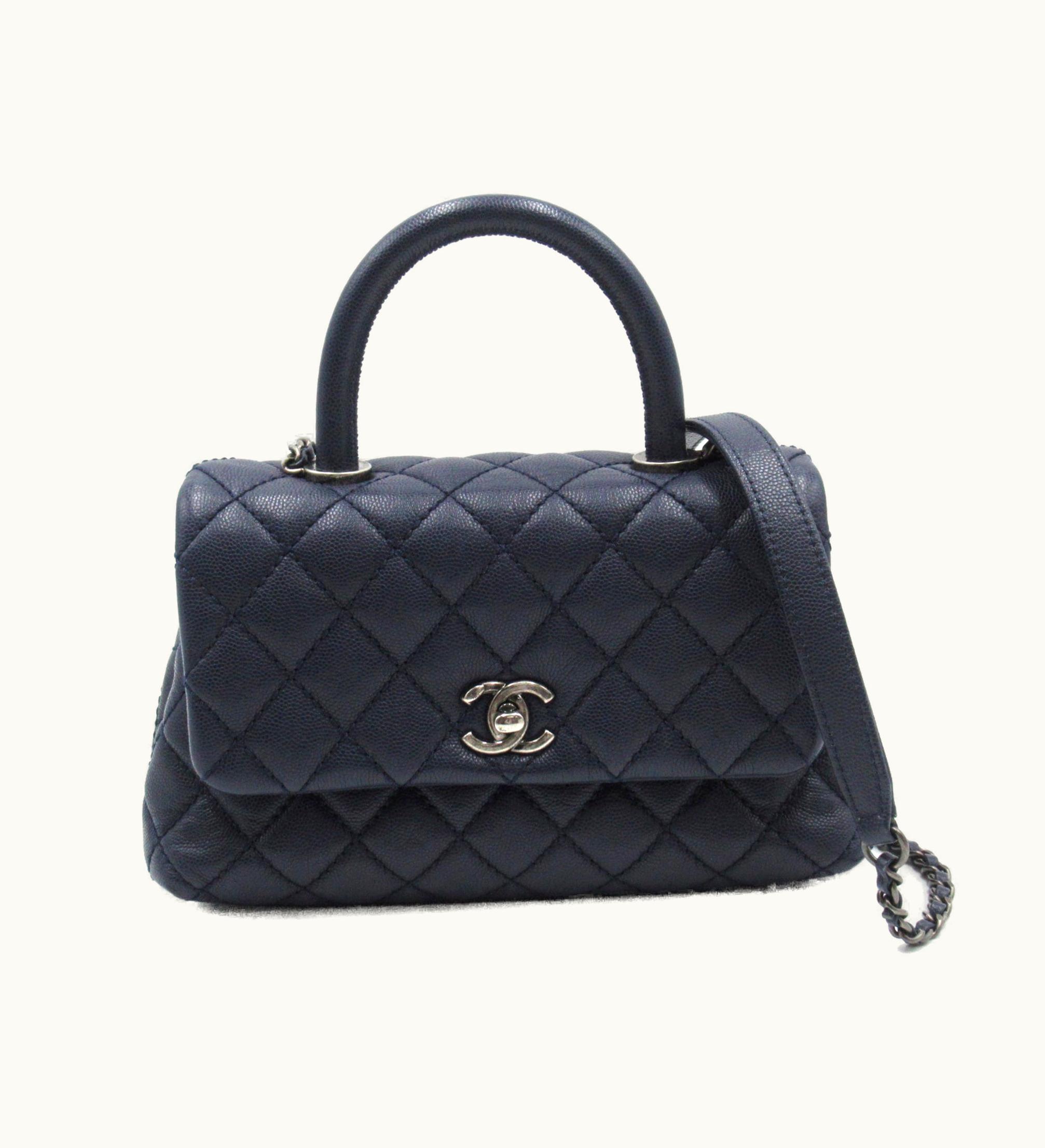 Chanel Chanel Coco Handle 2Waychainshoulder Navy Caviar Skin [Grained Calf] A92990