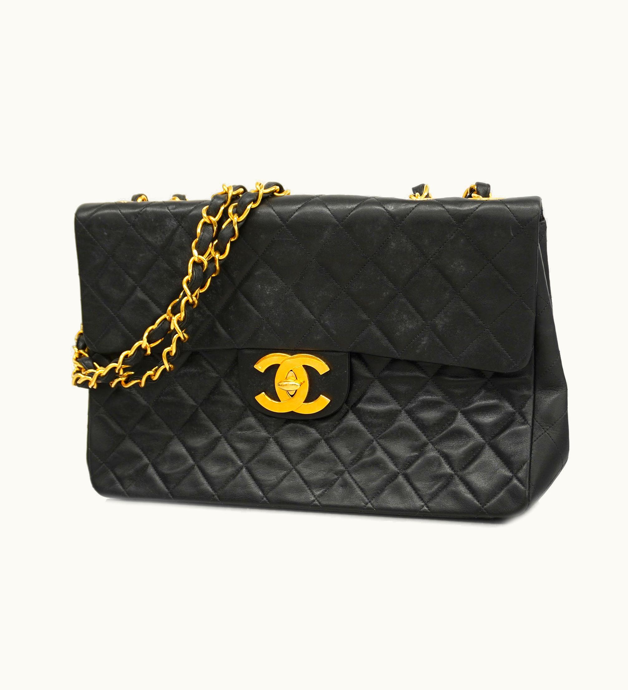 Chanel Chanel Auth Matelasse Big Matelasse W Chain Women's Leather Shoulder Bag Black