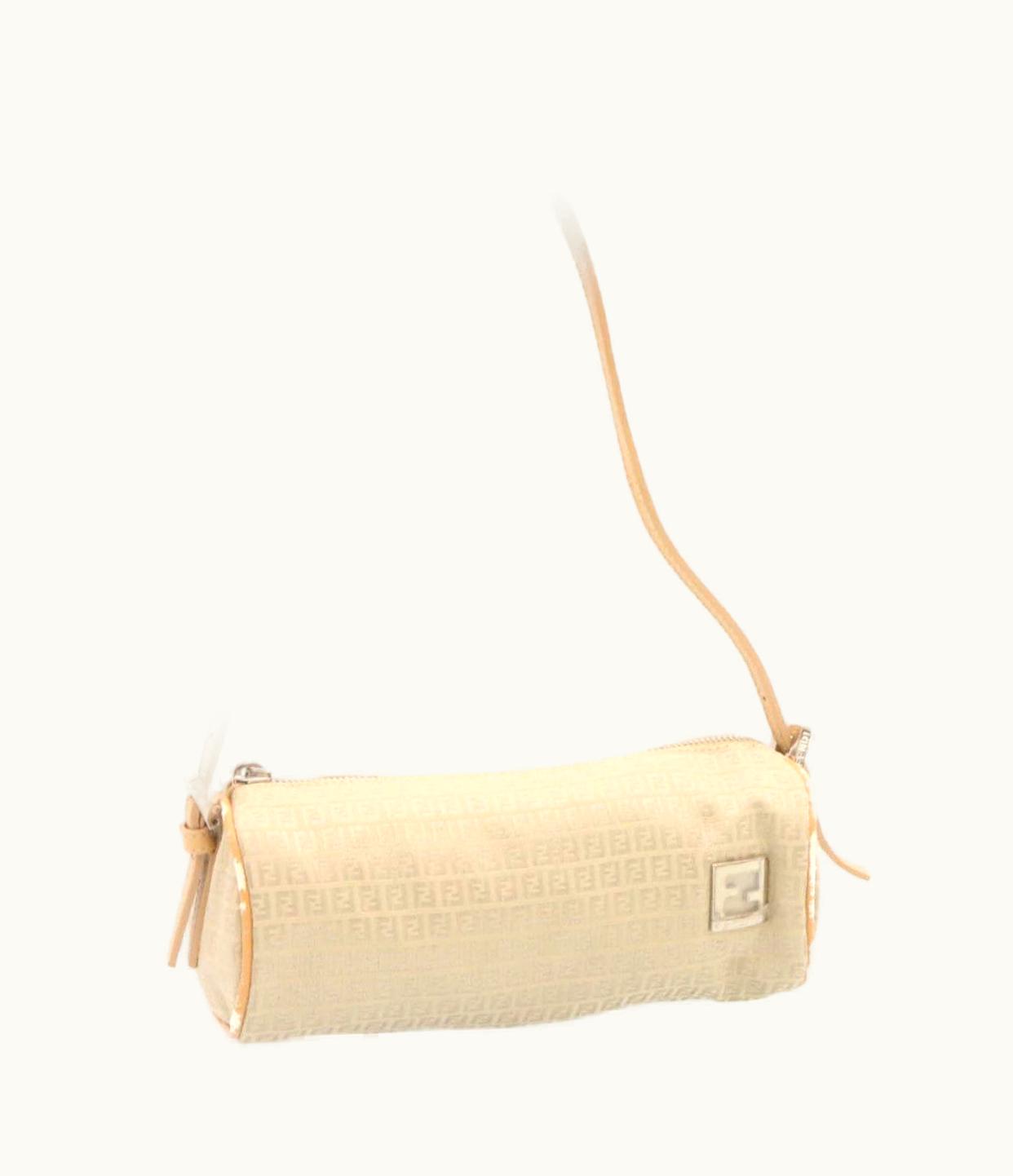 Fendi Fendi Micro Zucca Canvas Accessory Pouch Beige