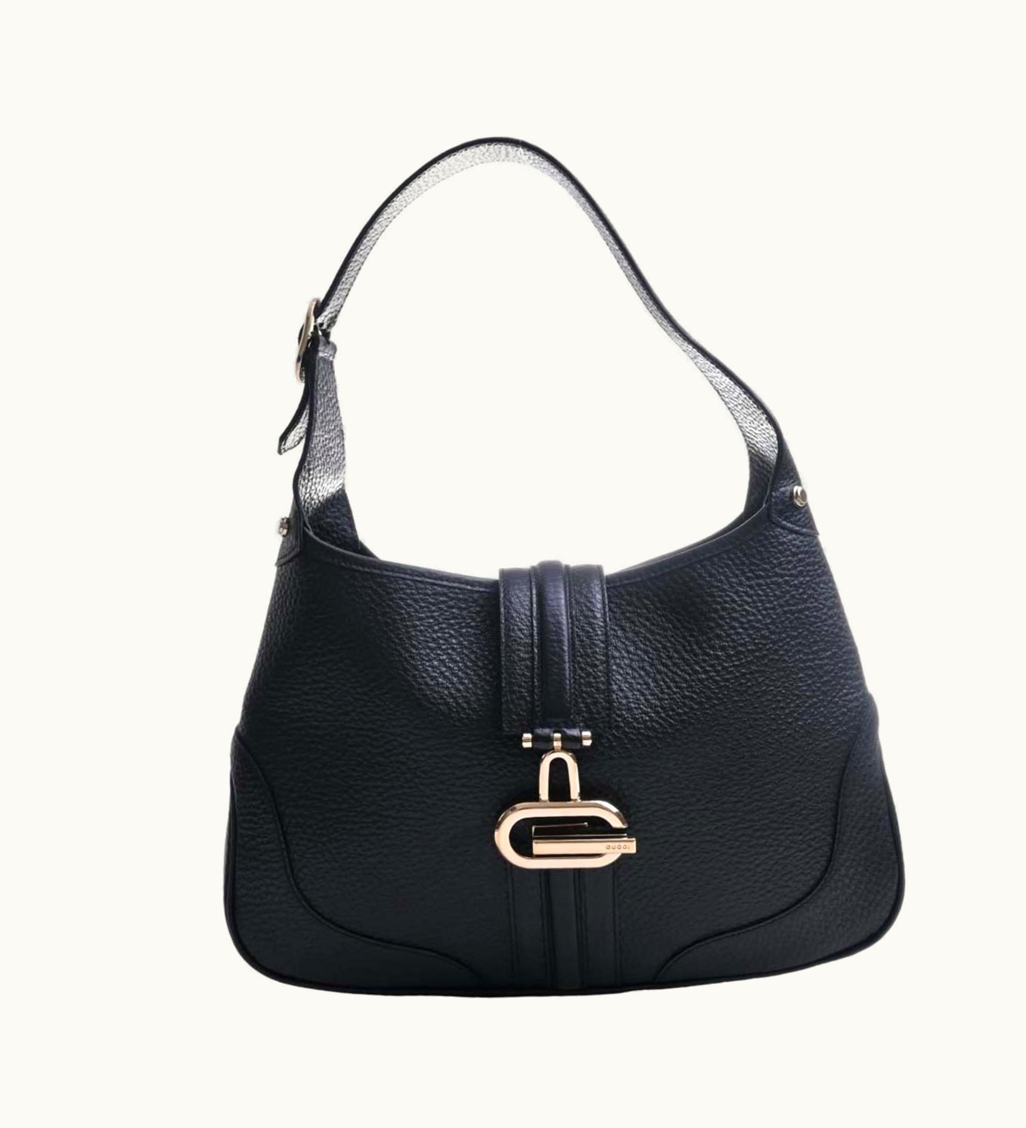 Gucci Gucci Leather One Shoulder Bag 130779 Black Women's
