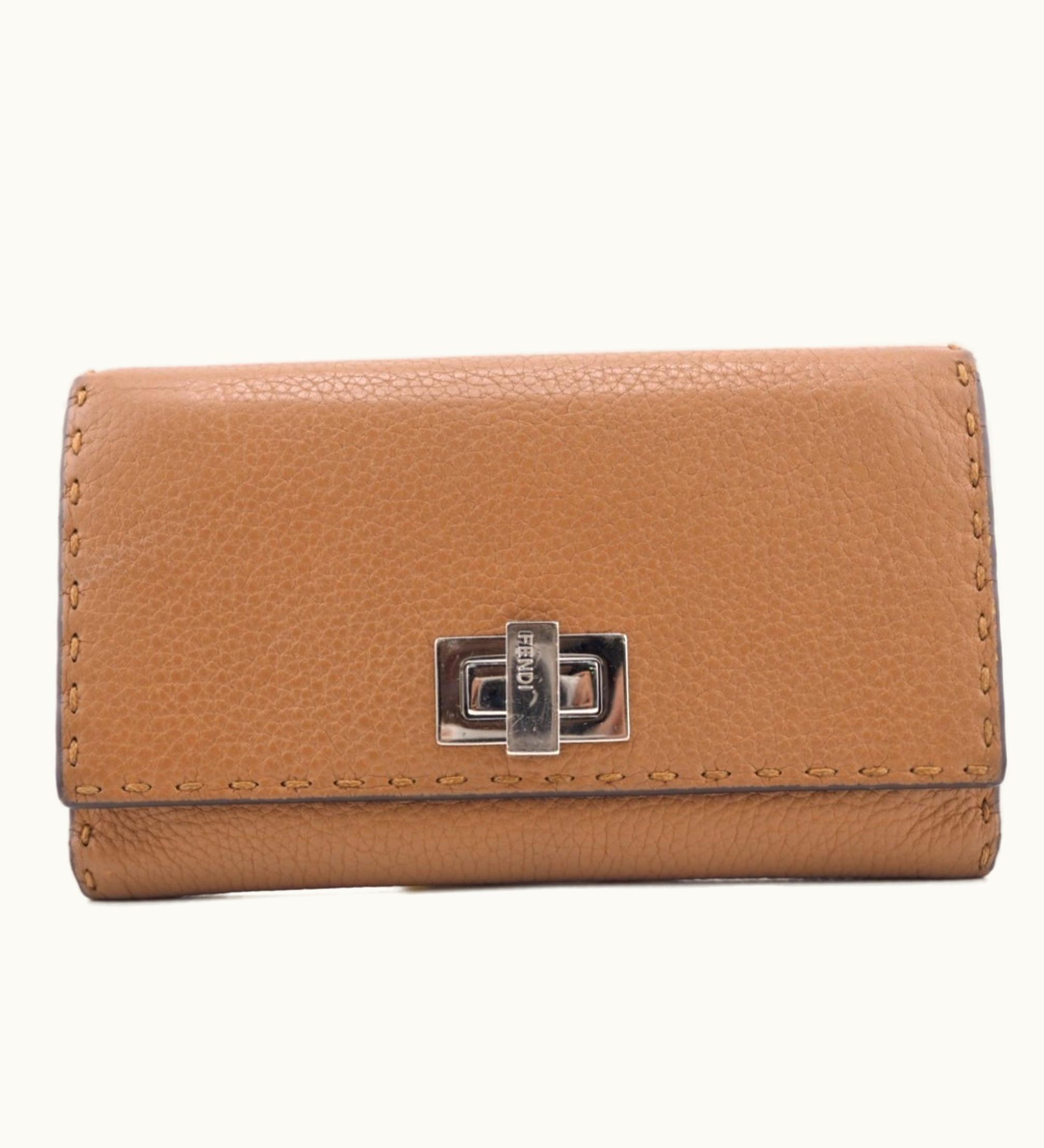 Fendi Fendi 8M0308 Selleria Peekaboo Long Wallet Brown Women's
