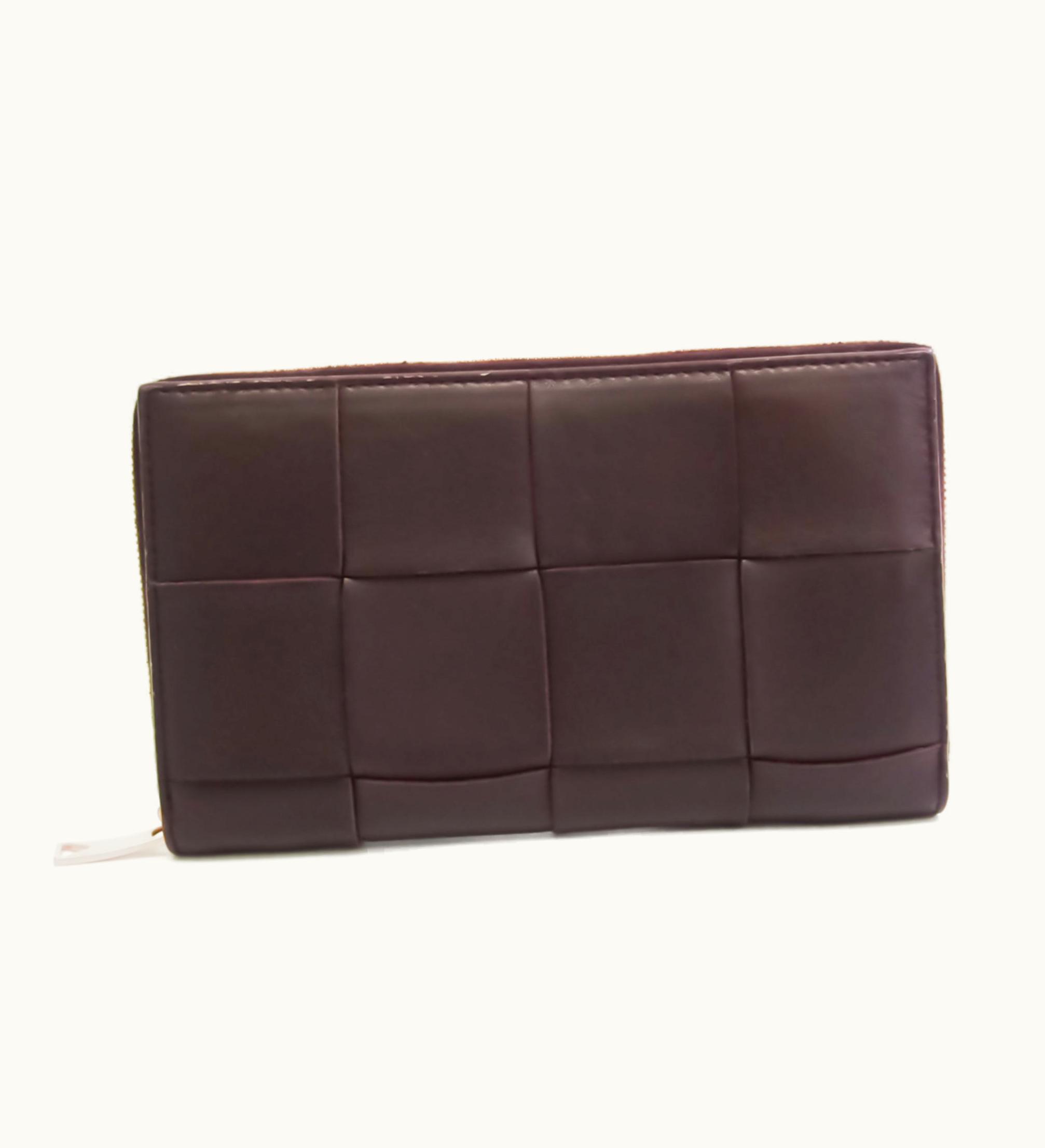 Bottega Veneta Bottega Veneta Intrecciato Unisex Leather Long Wallet (Bi-Fold) Purple