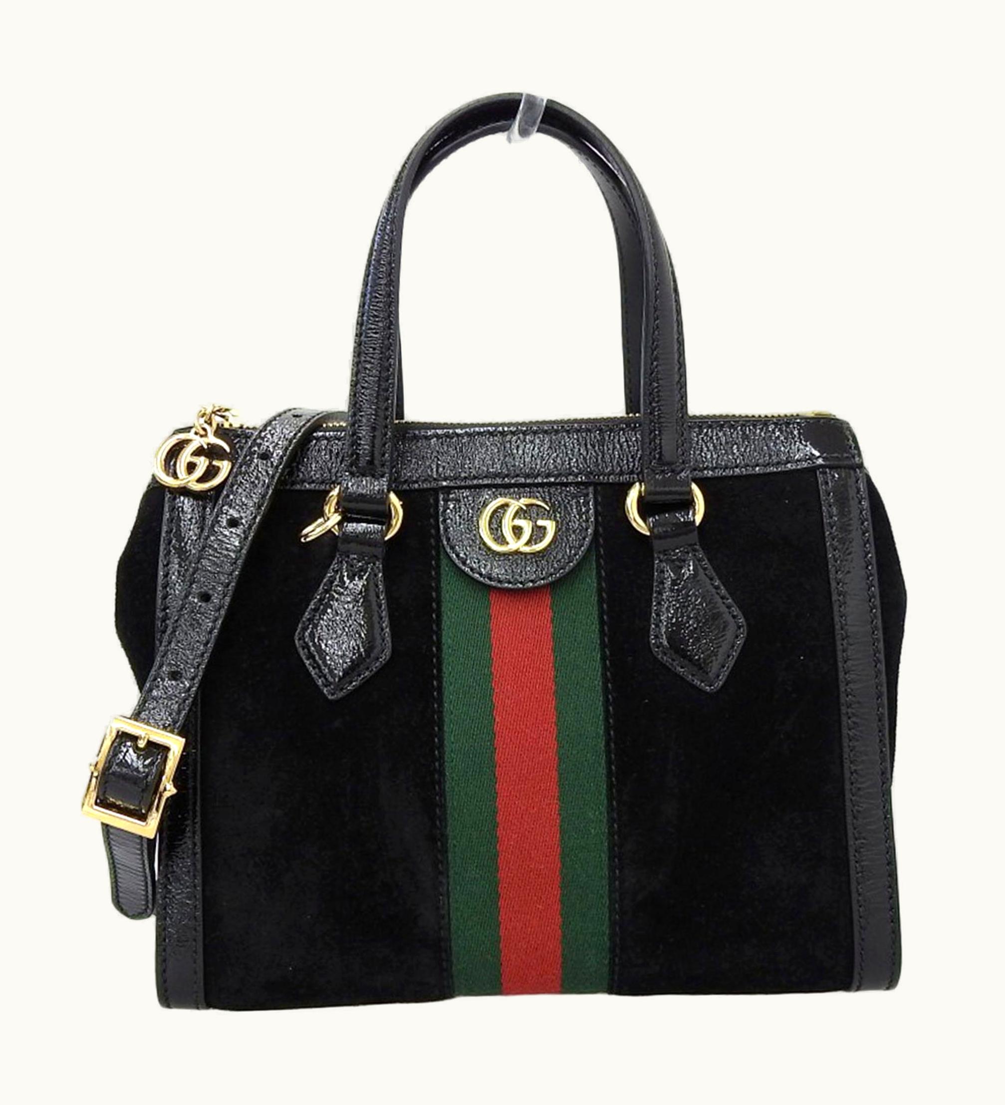 Gucci Gucci Ophidia Sherry Line GG Double G 2Way Bag Handbag Suede Black 547551 520981