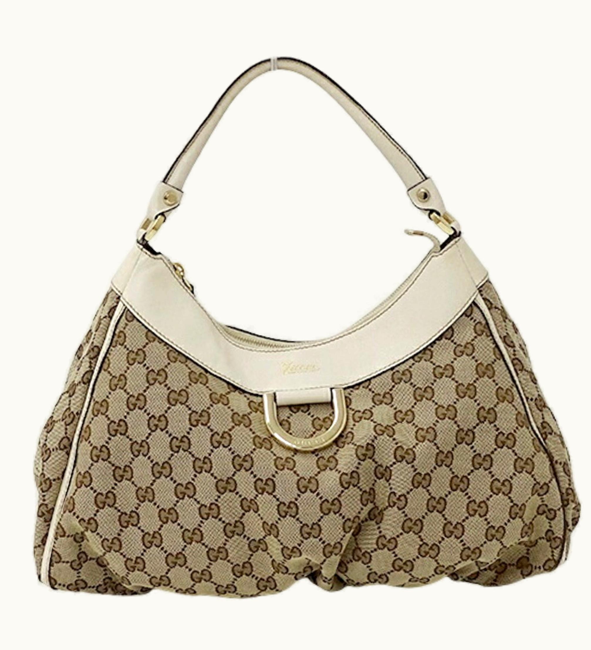 Gucci Gucci Bag Women's Shoulder Handbag Abbey GG Canvas Leather Beige Brown White 189833