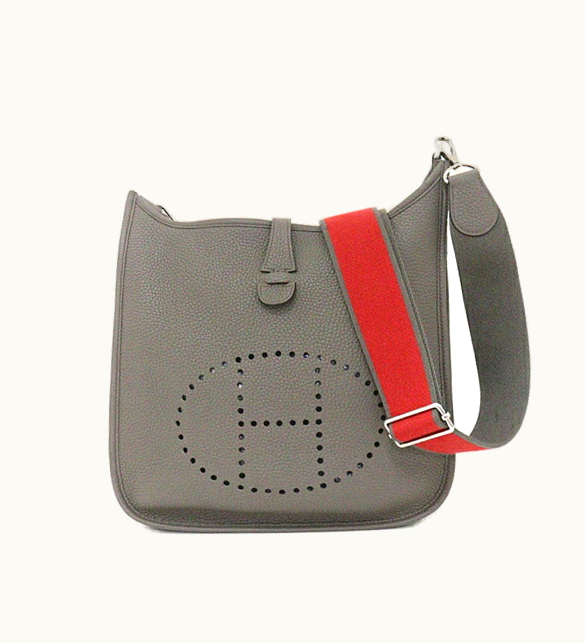 Hermès Hermès Evelyne 3 PM 29 Amazon Taurillon Clemence Etain X Rouge X Engraved (Made In 2016) H063089Vkan Shoulder Bag