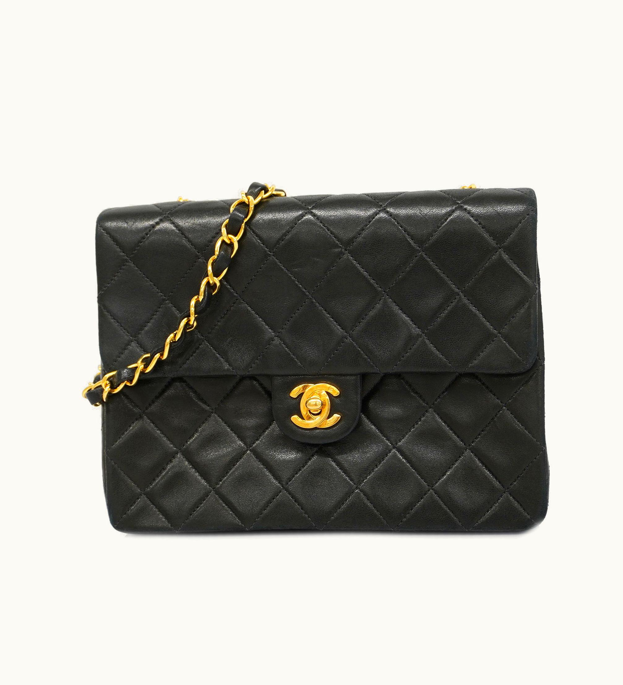 Chanel Chanel  Matelasse W Chain Women's Leather Shoulder Bag Black