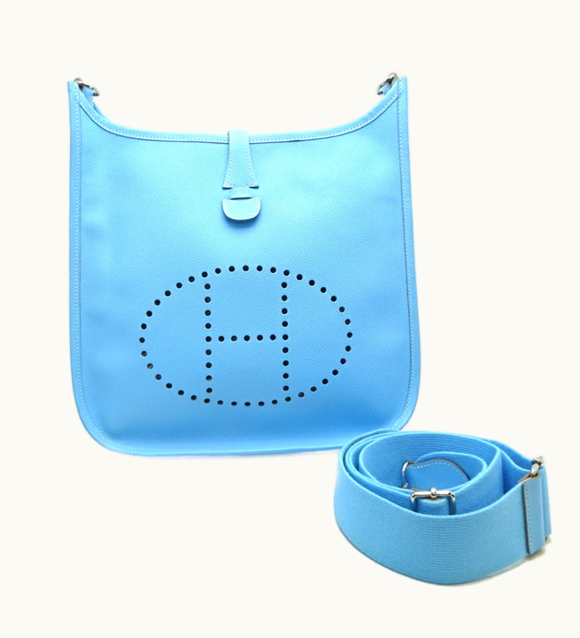 Hermès Hermès Evelyne 3 Trois PM Jo Engraved Made In 2011 Women's Shoulder Bag Vaux Epsom Celeste [Light Blue] X