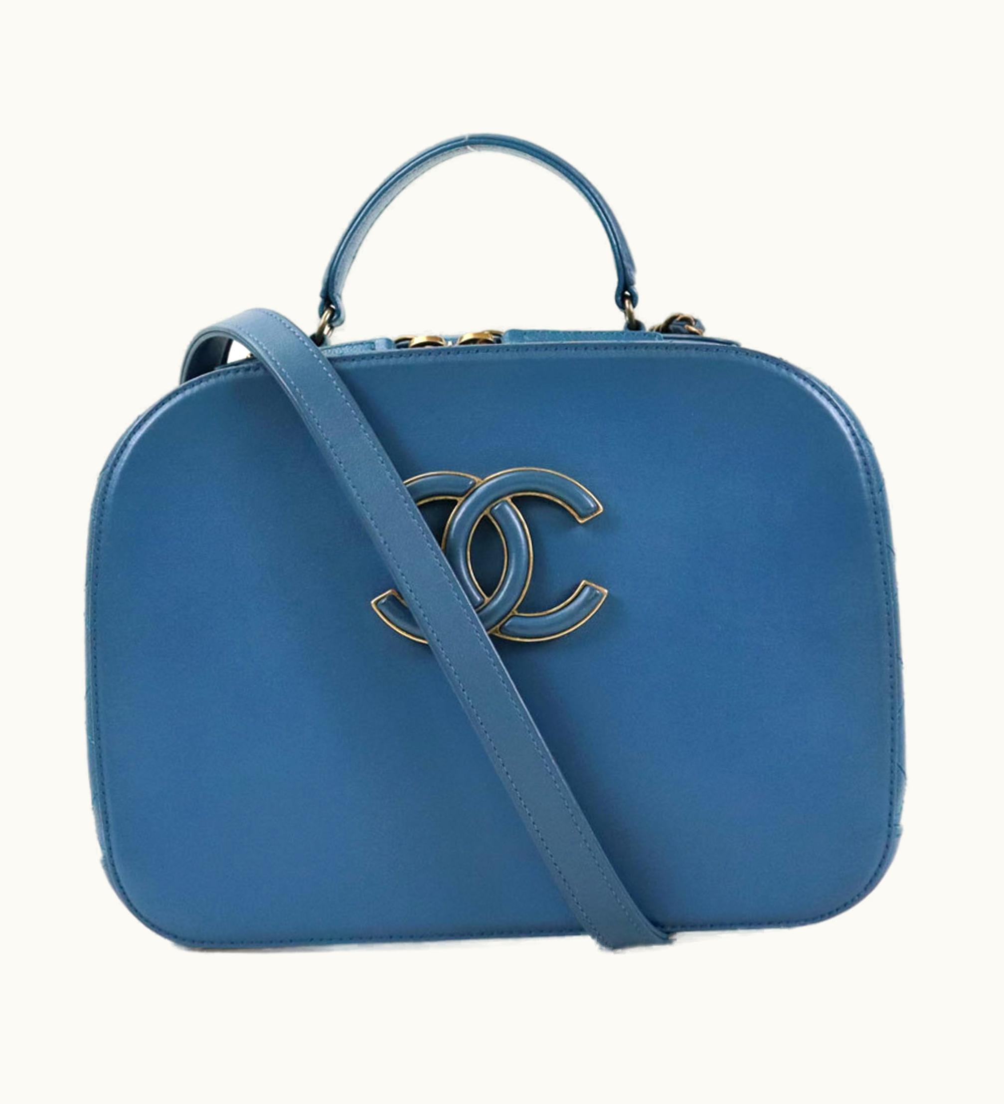 Chanel Chanel Shoulder Bag Coco Mark Leather Blue Ladies