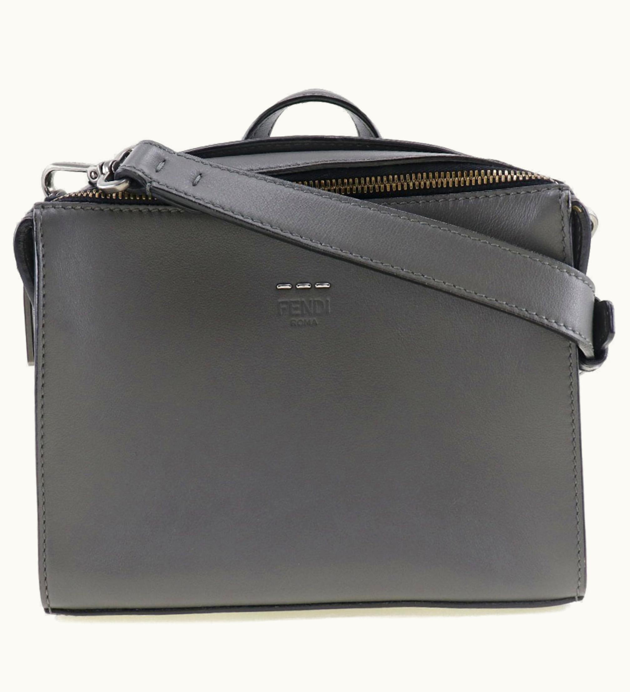 Fendi Fendi Mini Messenger 2Way Shoulder 7M0238O7B Leather Gray Ladies Handbag