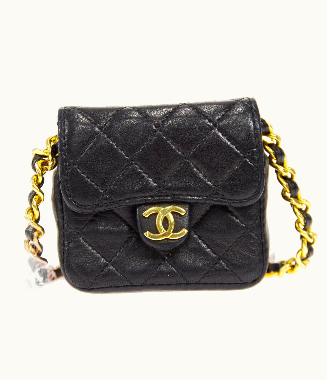Chanel Chanel Classic Flap Micro Shoulder Bag Black Lambskin 66439