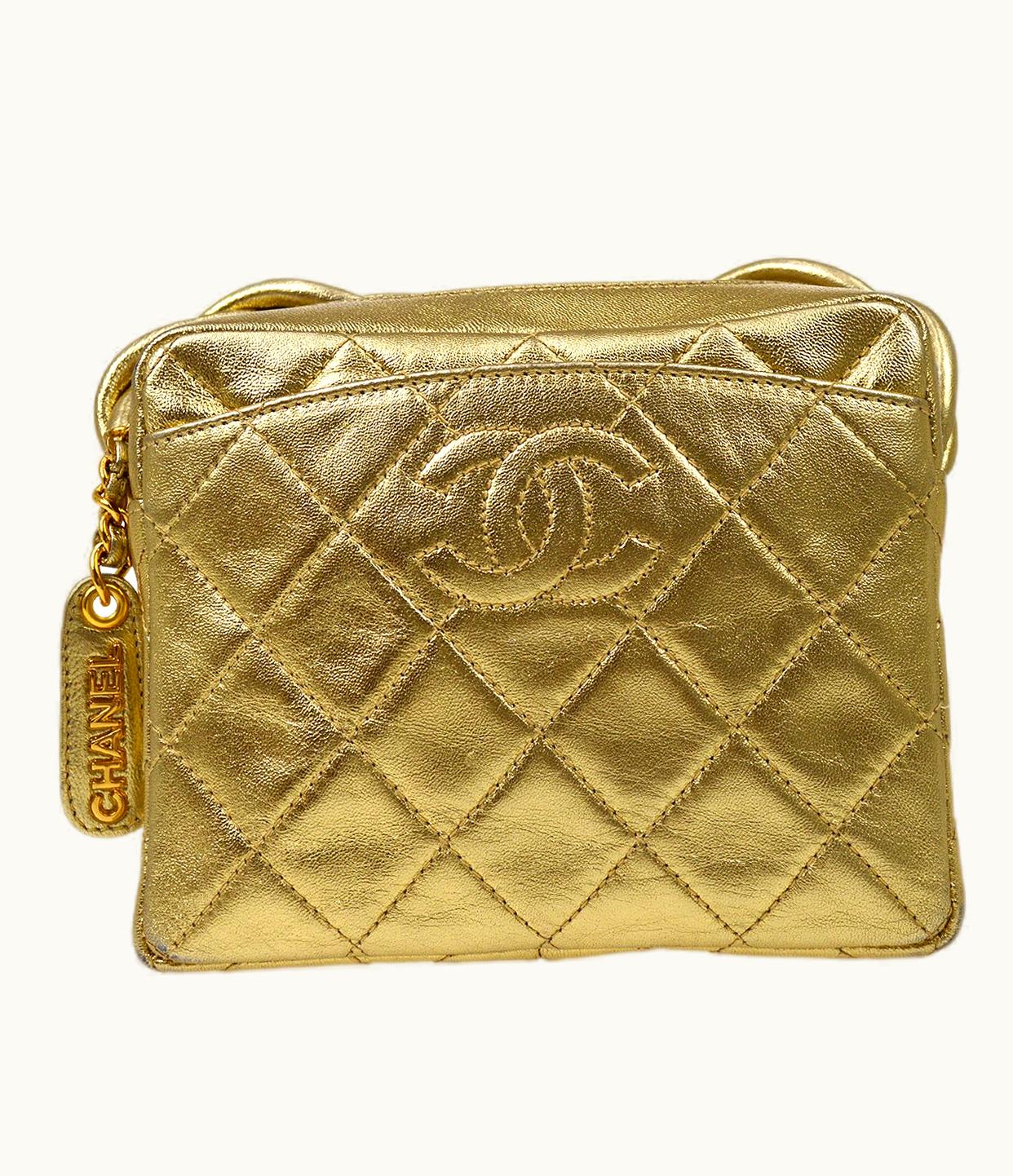 Chanel Chanel 1996-1997 Gold Lambskin Pocket Camera Bag Mini 81165