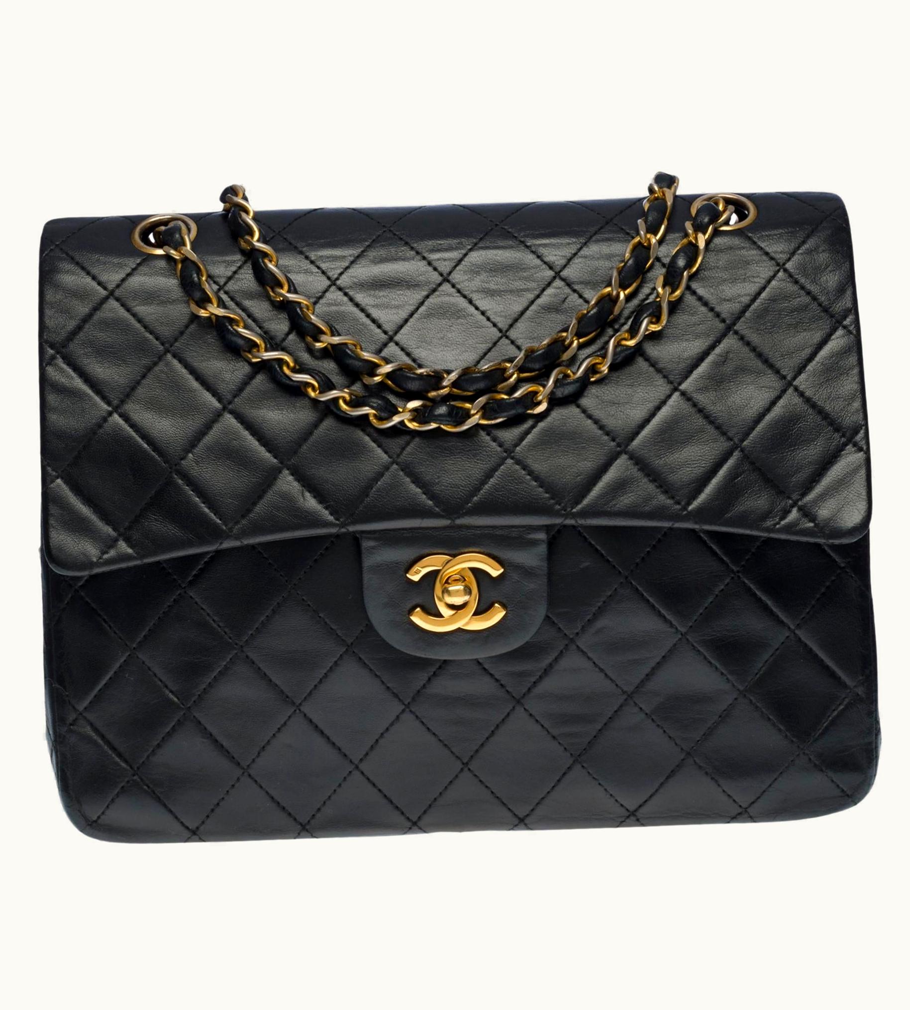 Chanel Chanel Timeless Medium 25 Cm Bag With Double Flap In Black Quilted Leather - Black Quilted Leather Classic Flap Bag