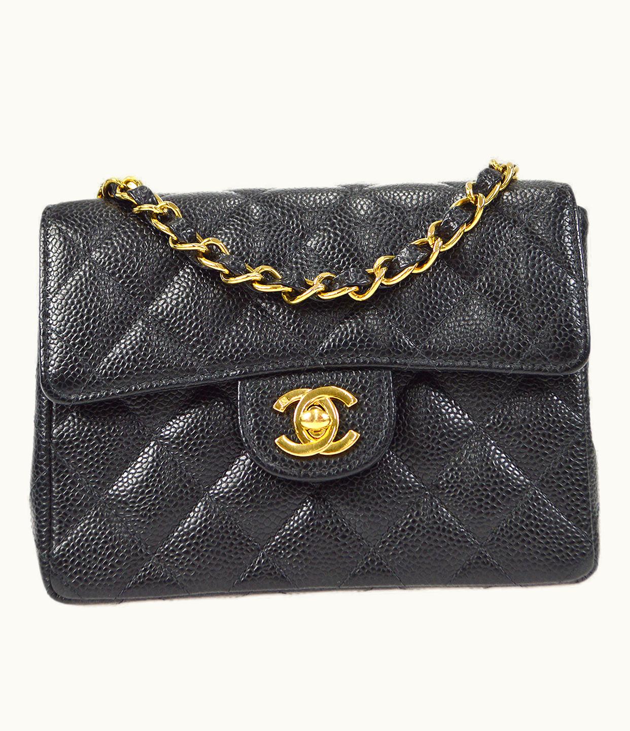 Chanel Chanel Classic Flap Mini Square Chain Shoulder Bag Black Caviar 18176