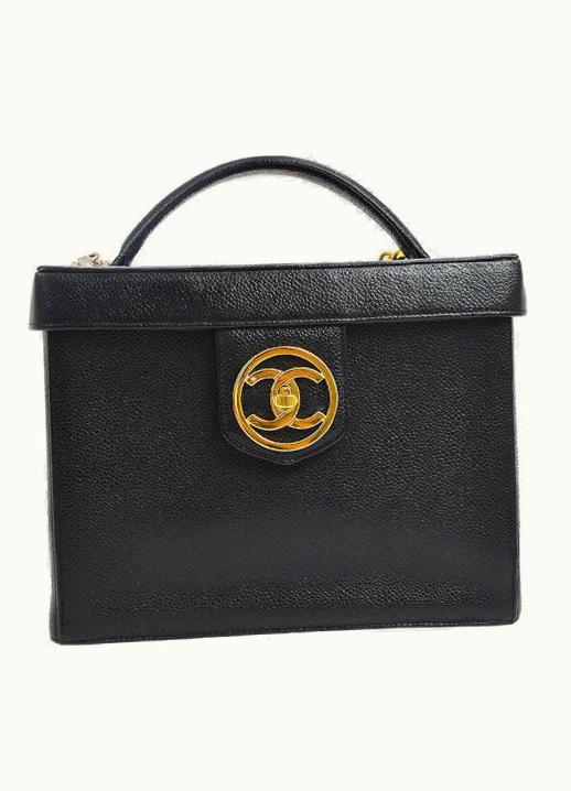 Chanel Chanel 1994-1996 Circled CC Vanity Handbag Black Caviar Ao08211