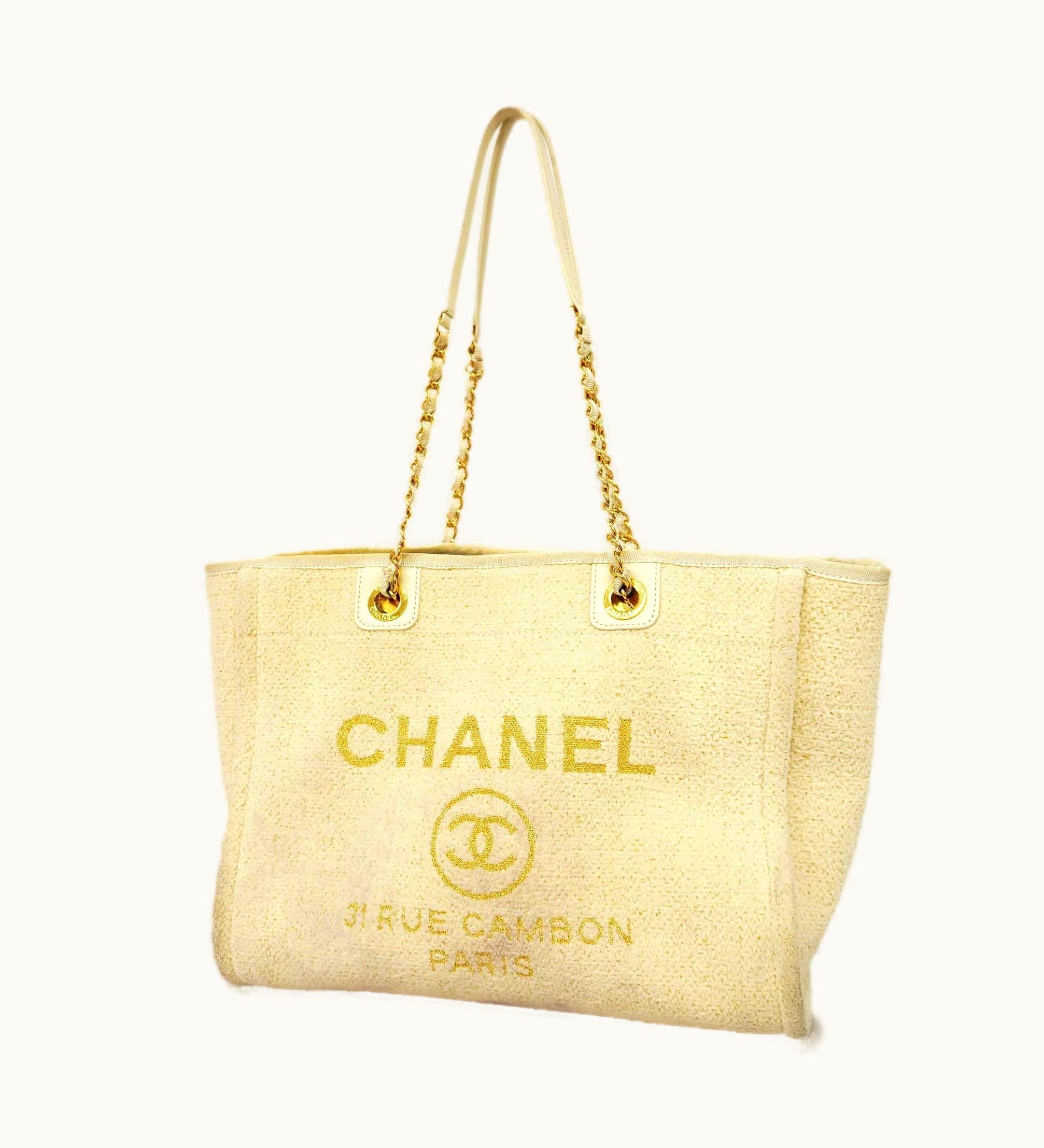 Chanel Chanel Deauville Women's Tweed Tote Bag Ivory