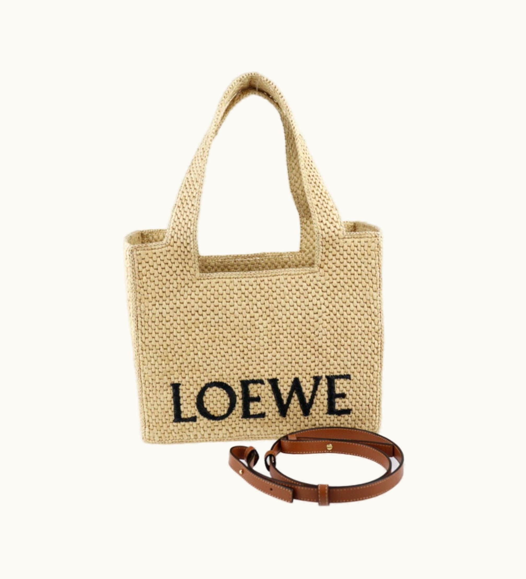 Loewe Loewe Font Tote Medium Handbag A685B61X05 Raffia Natural 2Way Shoulder Bag