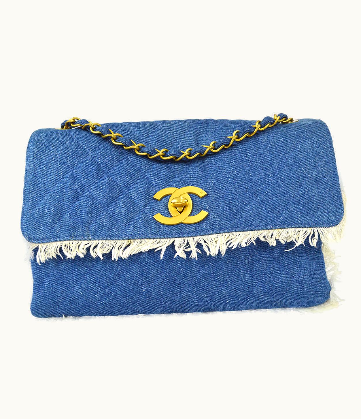 Chanel Chanel Classic Flap Maxi Chain Shoulder Bag Indigo Denim 58227