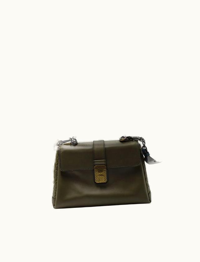 Bottega Veneta Bottega Veneta Olive Green Piazza Top Handle Bag