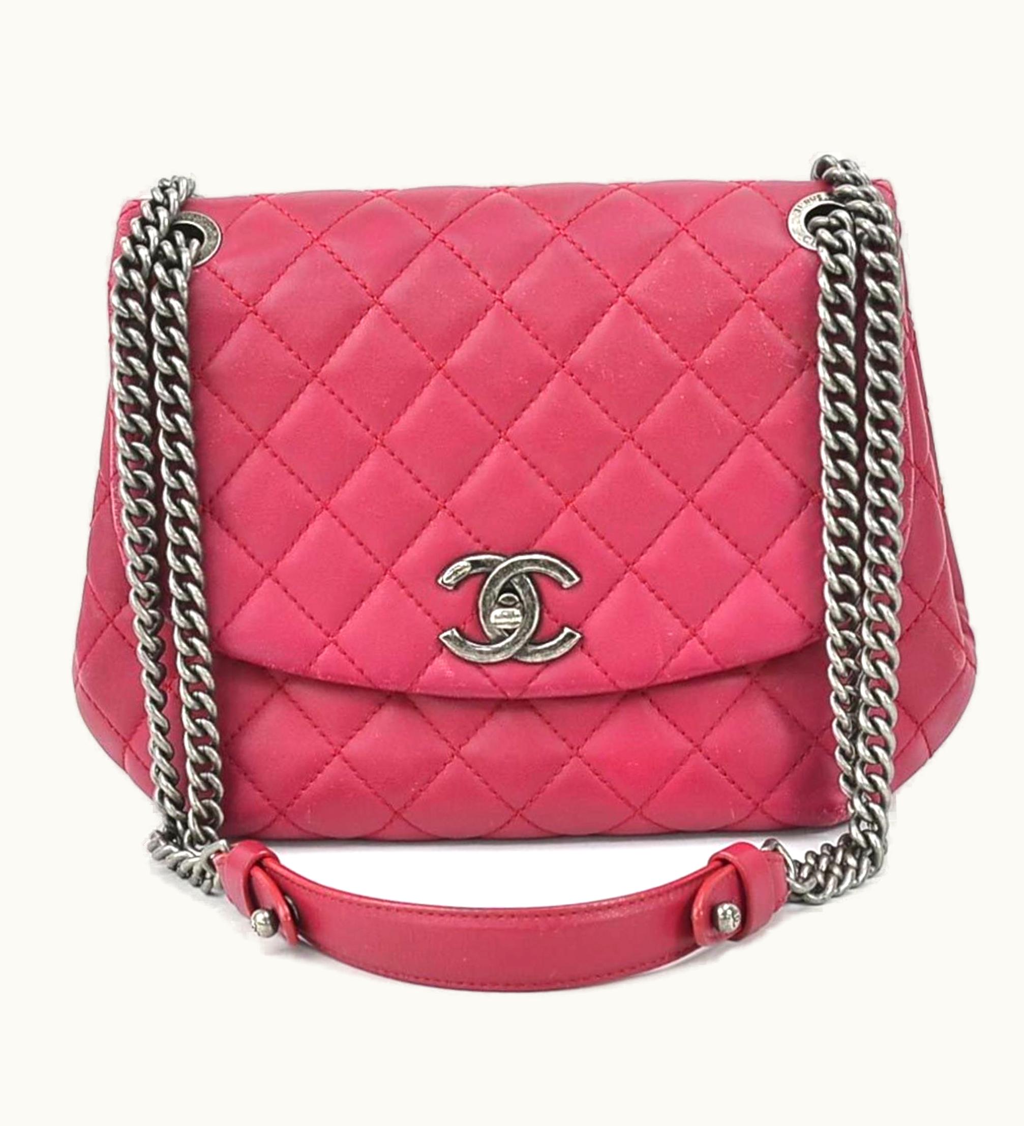 Chanel Chanel Diagonal Shoulder Bag Matrasse Cocomark Leather/Metal Magenta/Gunmetal Women's