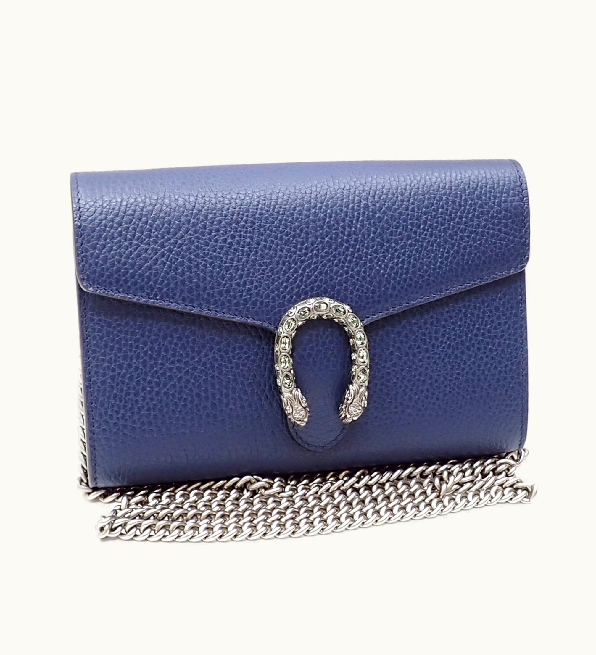 Gucci Gucci Chain Shoulder Bag Dionysus Leather Women's Navy 401231 Tiger Head