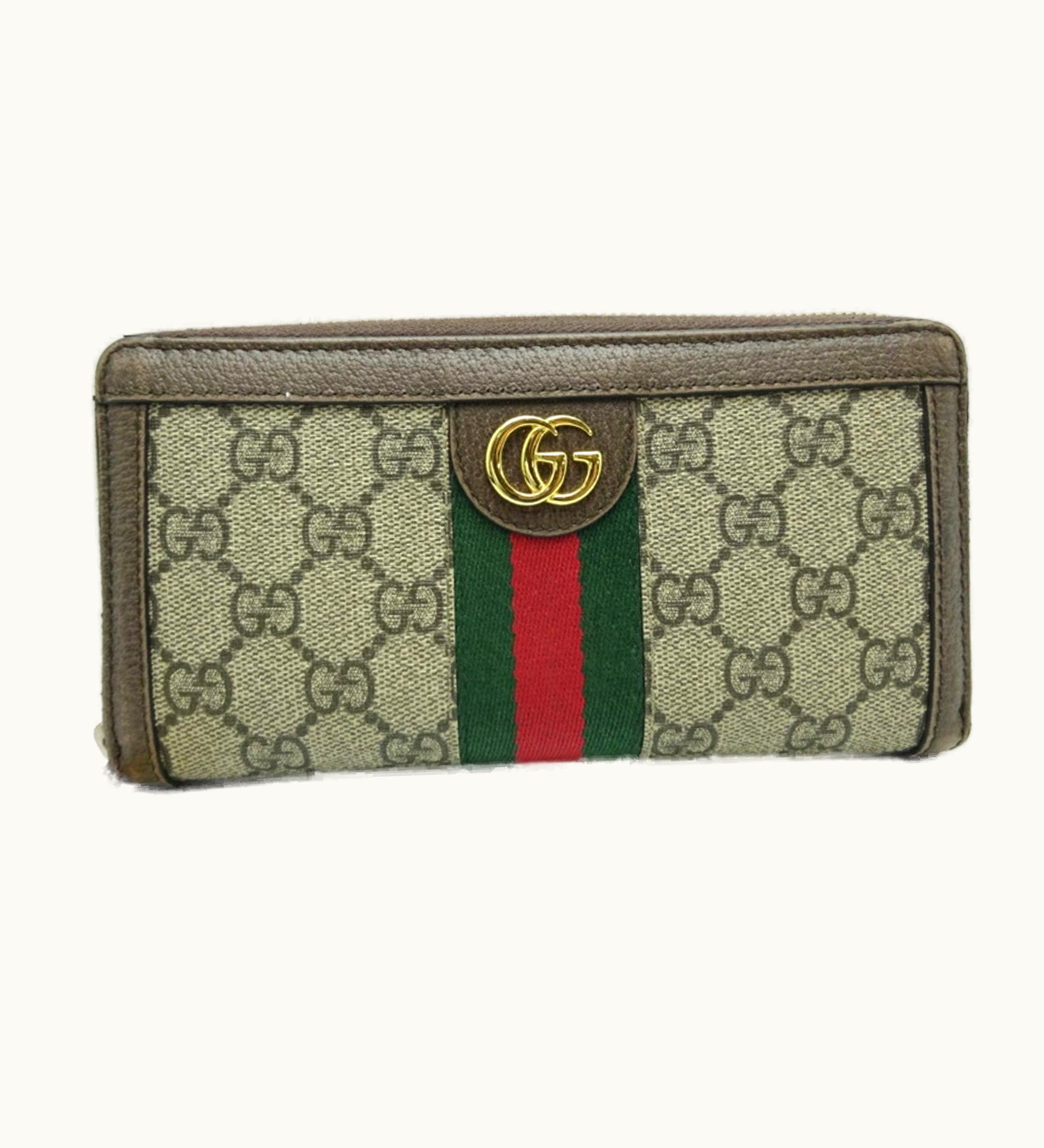 Gucci Gucci Ofodia GG Wallet Women's Long 523154 Supreme Beige X Green/Red/Green