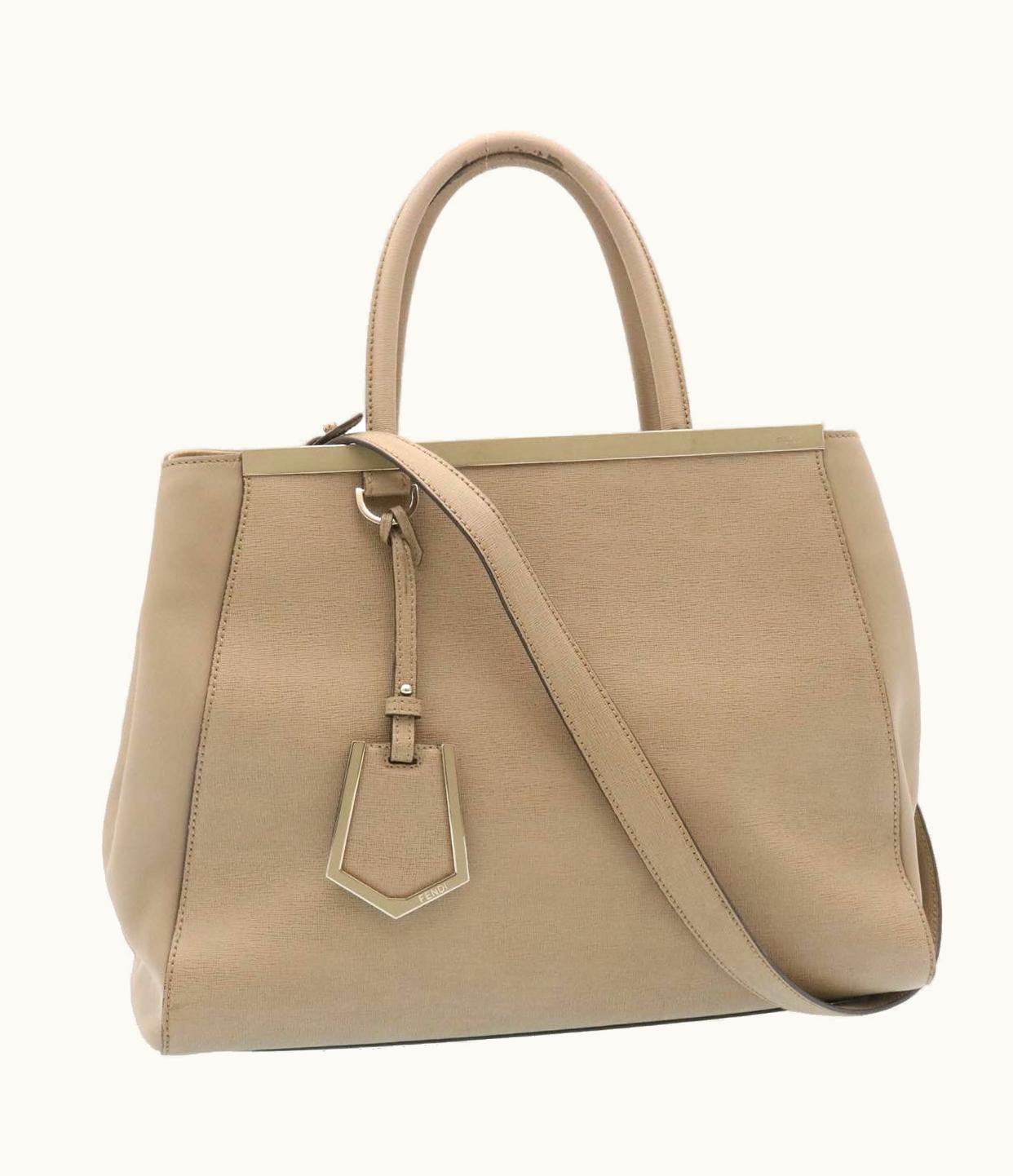 Fendi Fendi Hand Bag Leather 2Way Shoulder Bag Gray