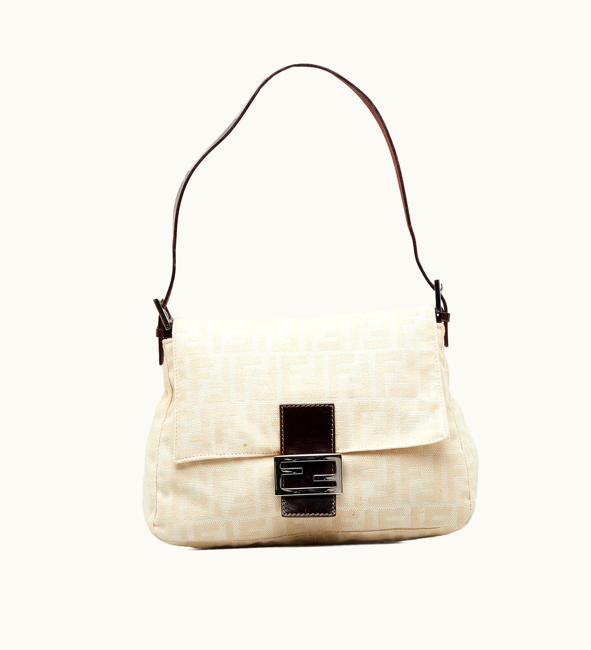 Fendi Fendi Zucca Mamma Forever Shoulder Bag Canvas Leather Black