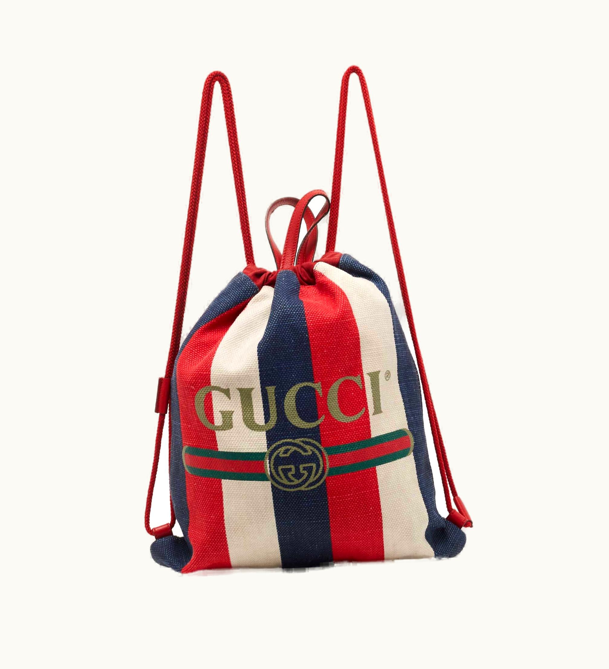 Gucci Gucci Multicolor Canvas Sylvie Stripe Drawstring Backpack