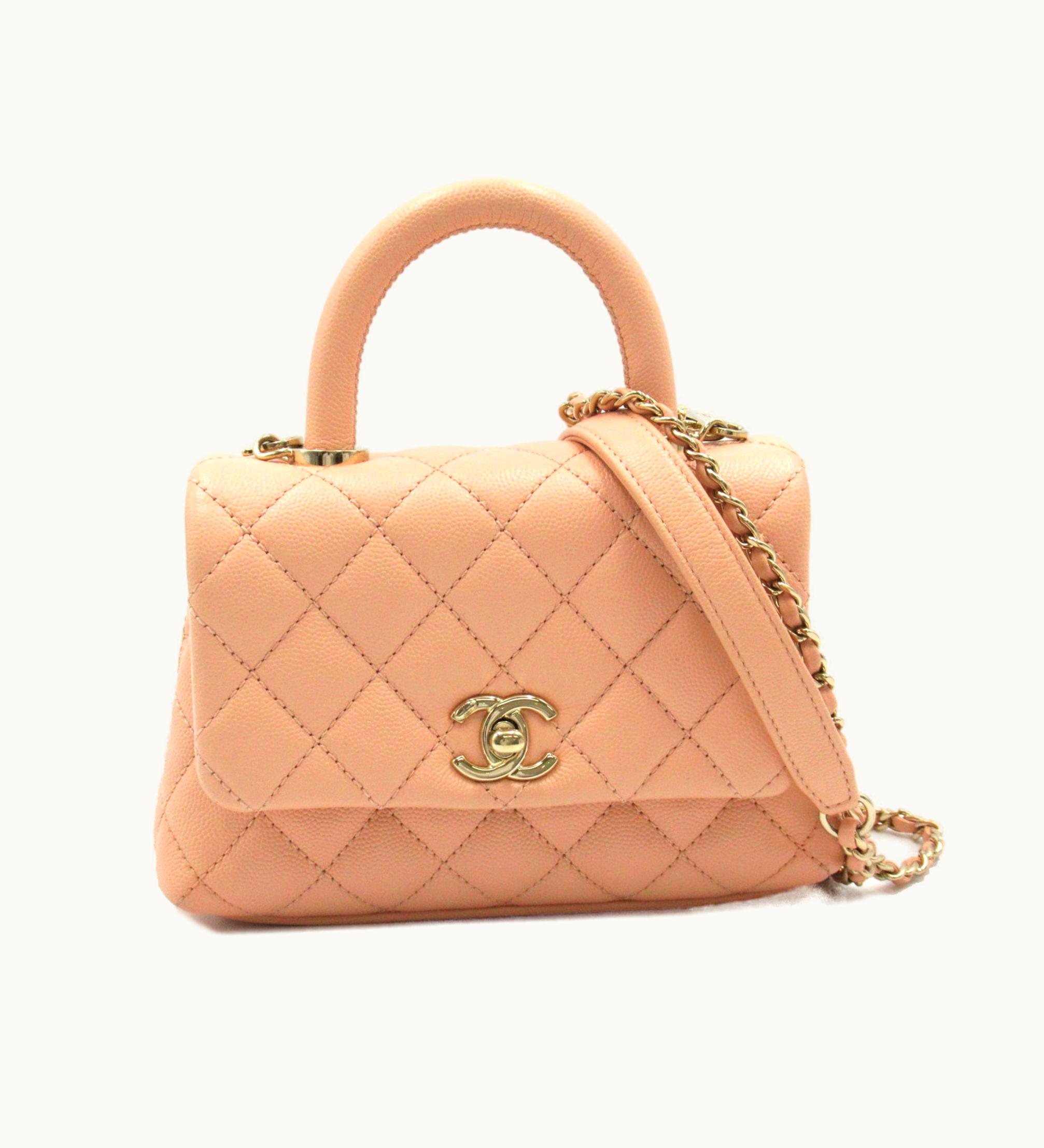Chanel Chanel Top Handle Matelasse Chainshoulder Pink Caviar Skin [Grained Calf]