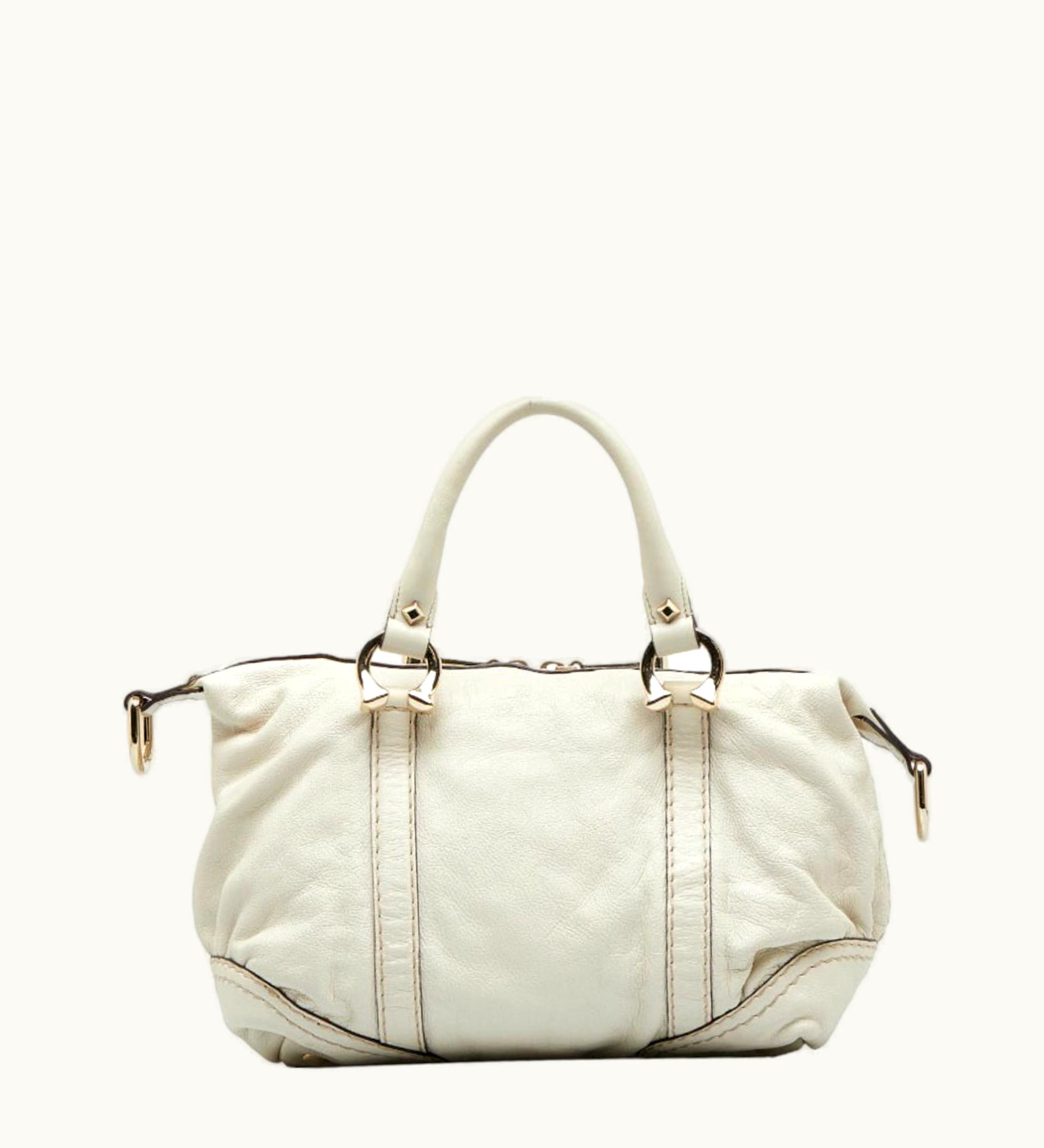 Gucci Gucci Handbag Boston Bag 189893 White Leather Ladies